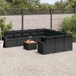 VIDAXL Salon de jardin 12 pcs avec coussins noir resine tressee