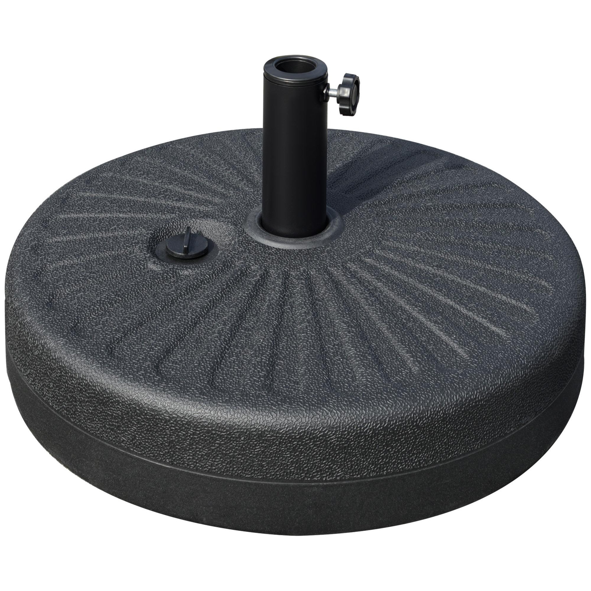 Voir la diapositive 1 : OUTSUNNY Pied de parasol rond base de lestage parasol Ø 51 x 30H cm HDPE motif rosace surface texturée noir