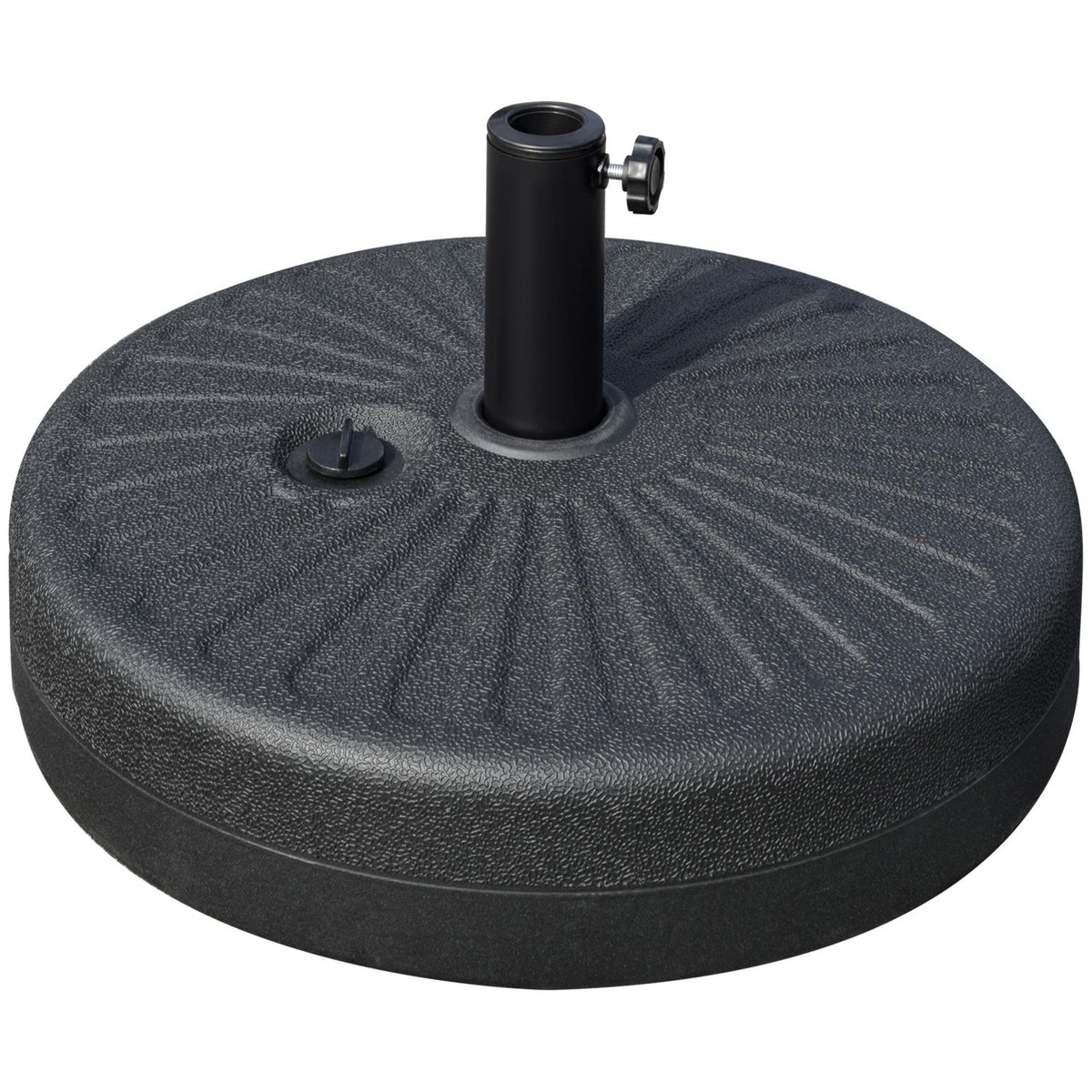 OUTSUNNY Pied de parasol rond base de lestage parasol Ø 51 x 30H cm HDPE motif rosace surface texturée noir