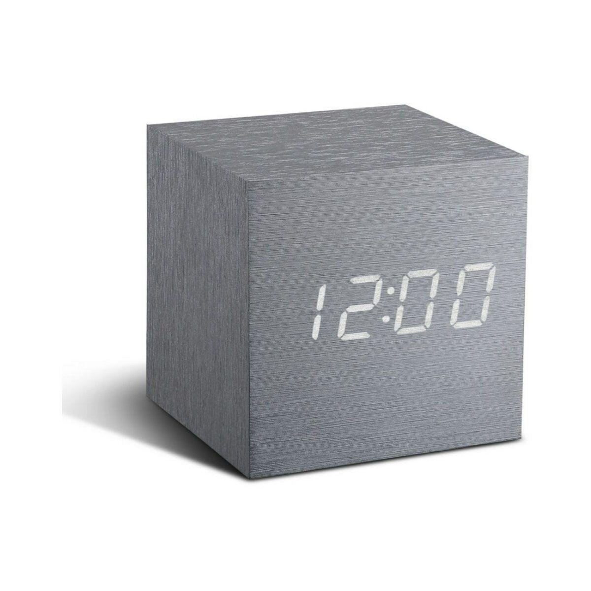 Gingko Radio réveil Cube Click Clock - LED Aluminium / Blanc