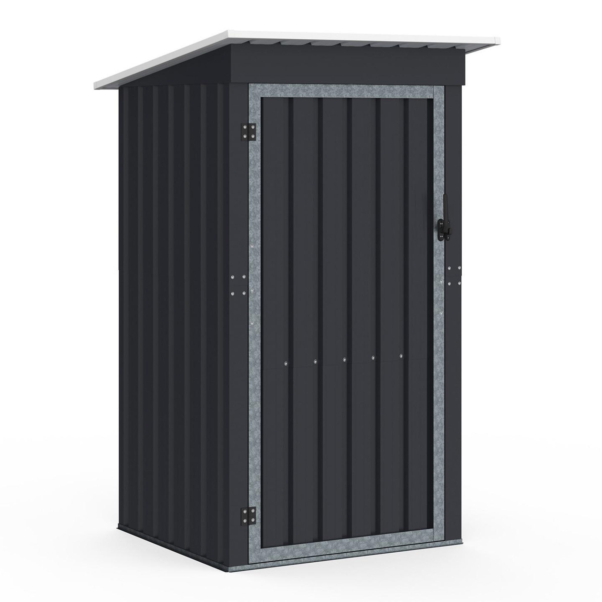 ID MARKET Abri de jardin gris en acier galvanisé 100 x 95 x 160 cm avec toit incliné 1 porte