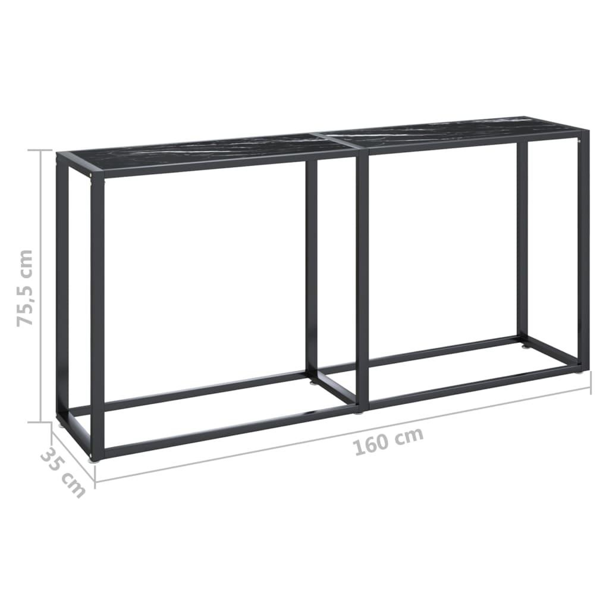 Voir la diapositive 6 : VIDAXL Table console Marbre noir 160x35x75,5 cm Verre trempe
