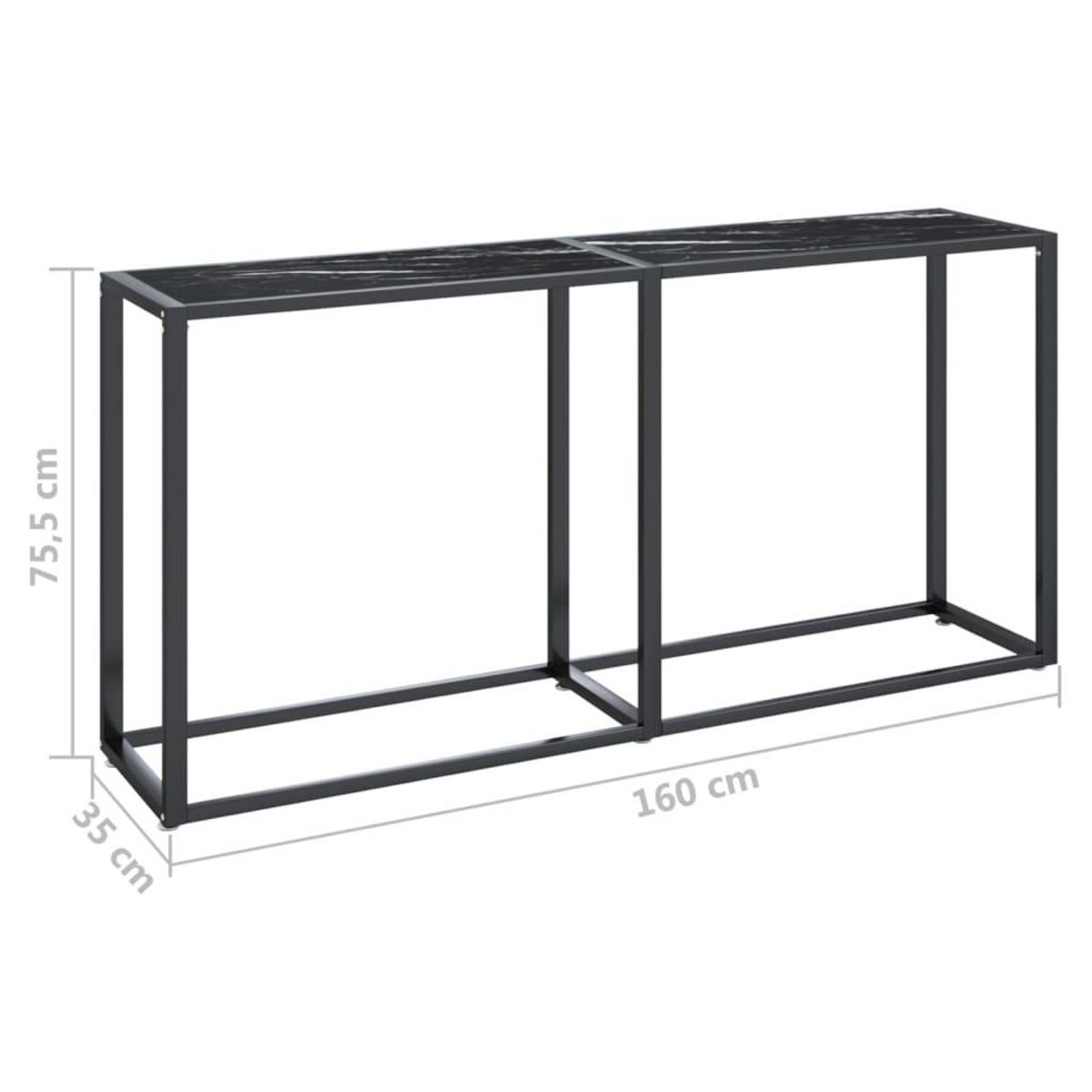 VIDAXL Table console Marbre noir 160x35x75,5 cm Verre trempe