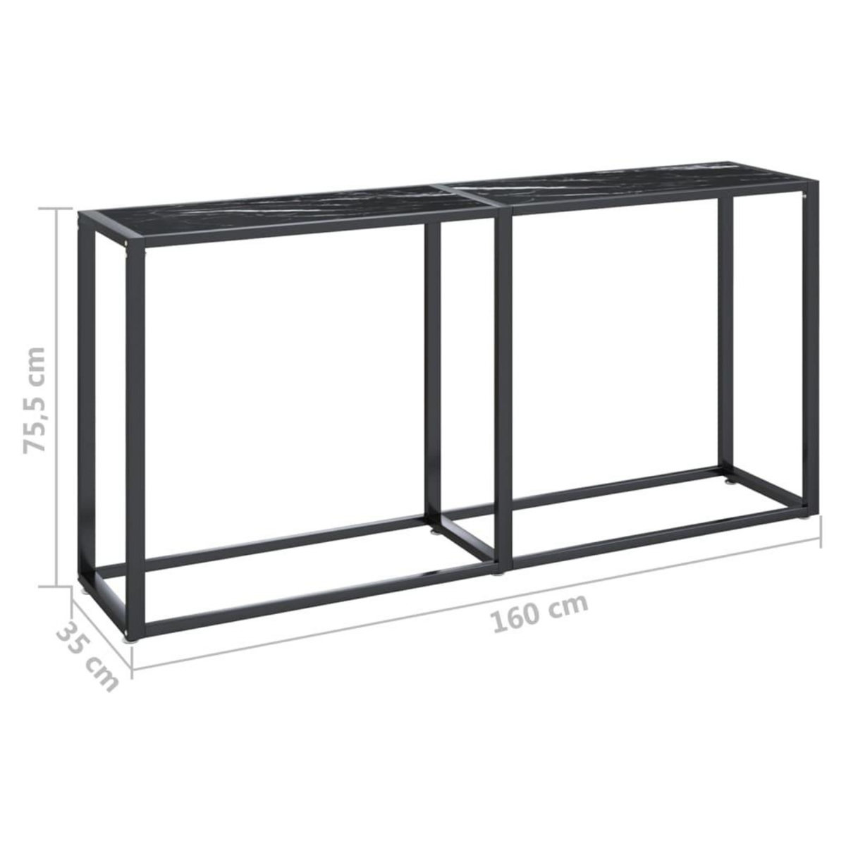 VIDAXL Table console Marbre noir 160x35x75,5 cm Verre trempe