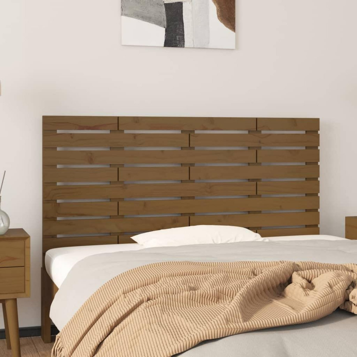 VIDAXL Tete de lit murale Marron miel 126x3x63 cm Bois massif de pin