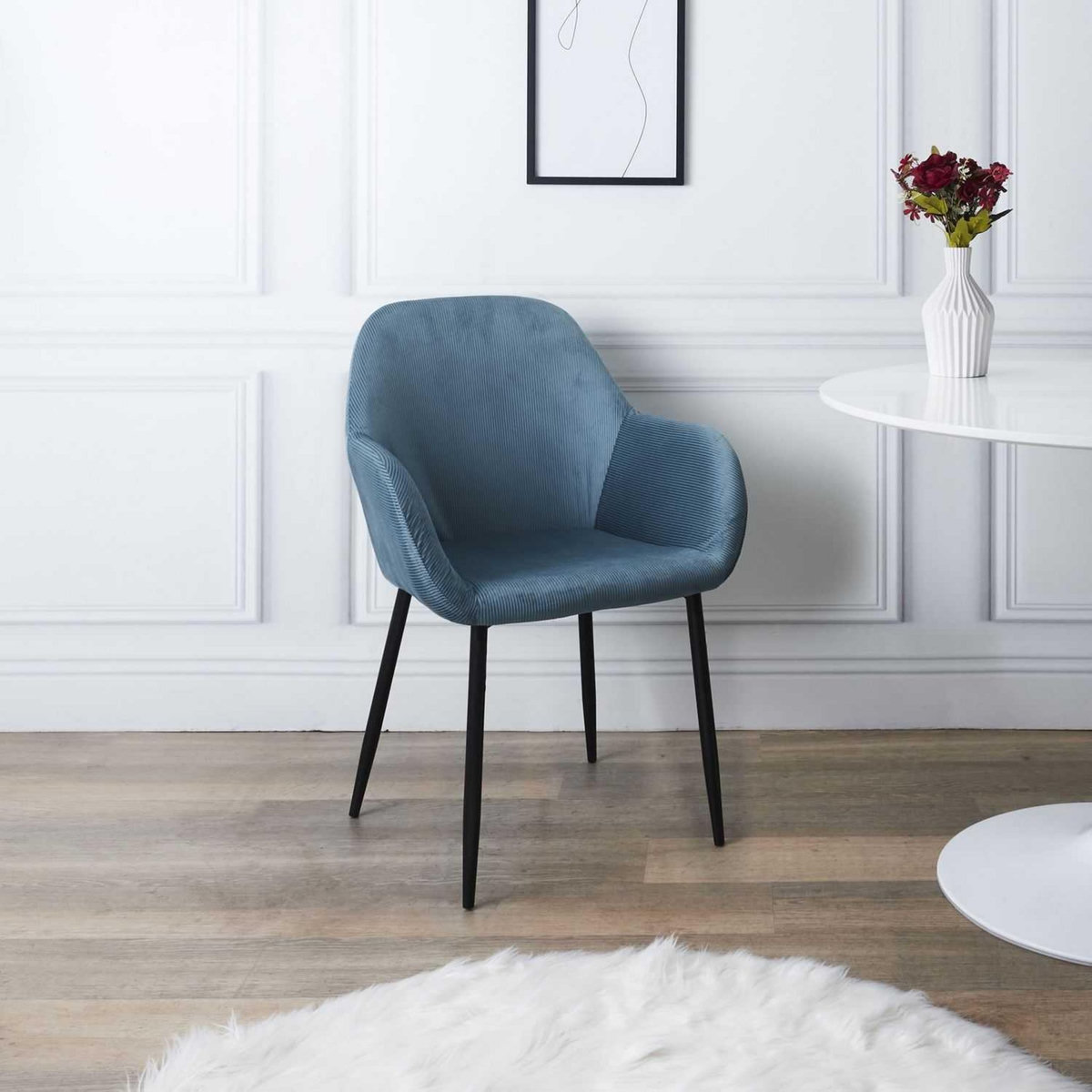 The Home Deco Factory 2 Fauteuils de table design velours Giulia