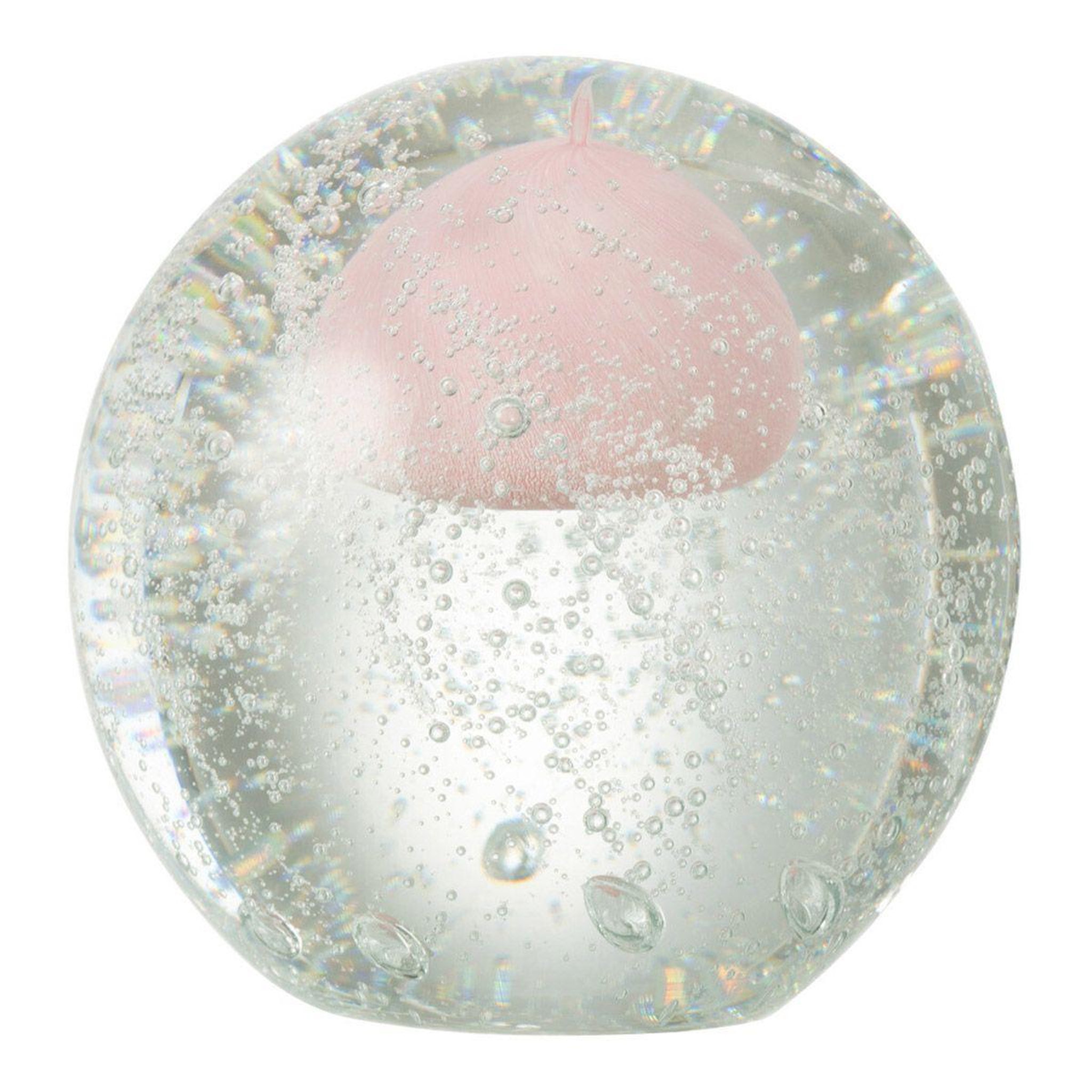 J-LINE Presse-papier en verre  bulle  11cm rose