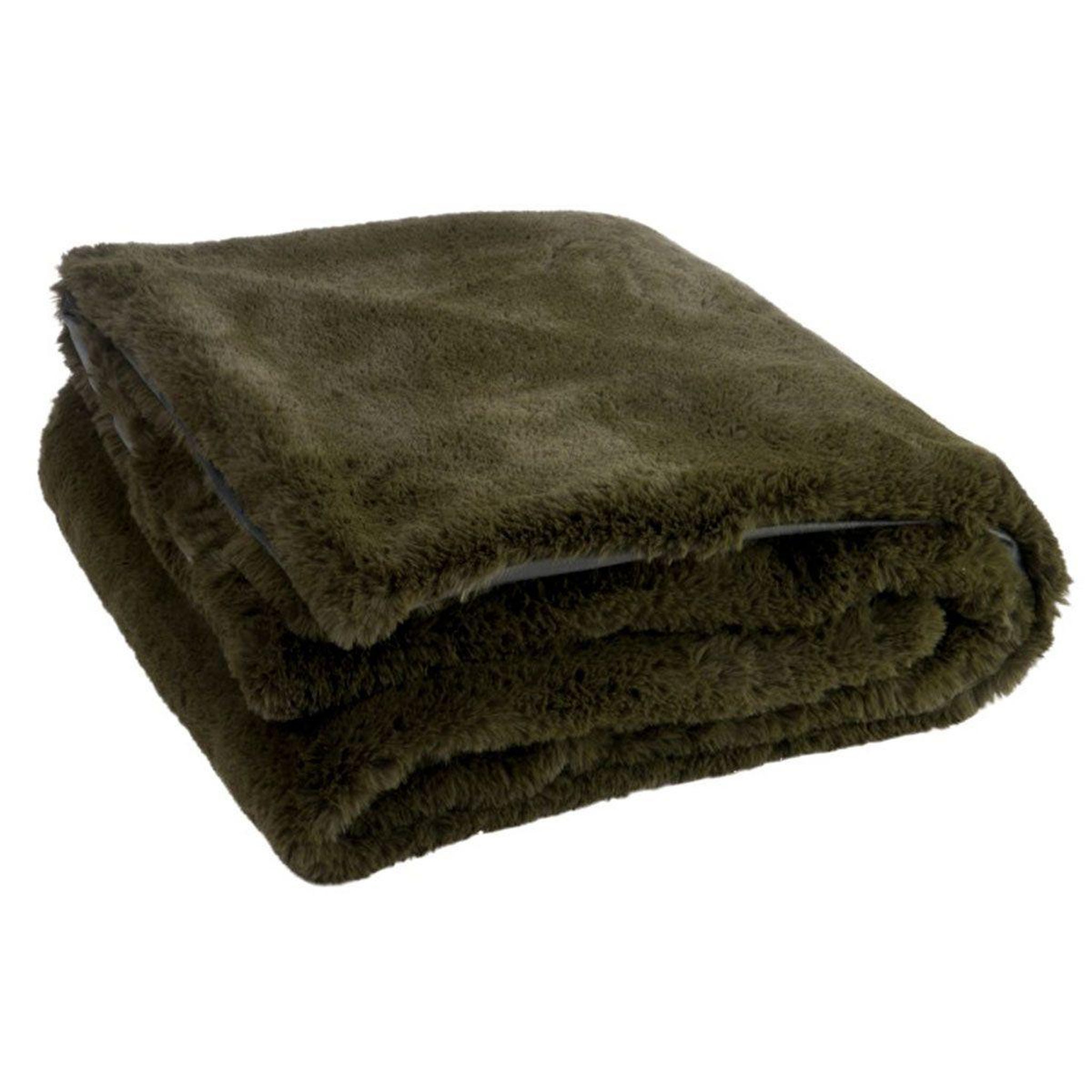 J-LINE Plaid Imitation Fourrure  Cutie  130x180cm Vert Kaki