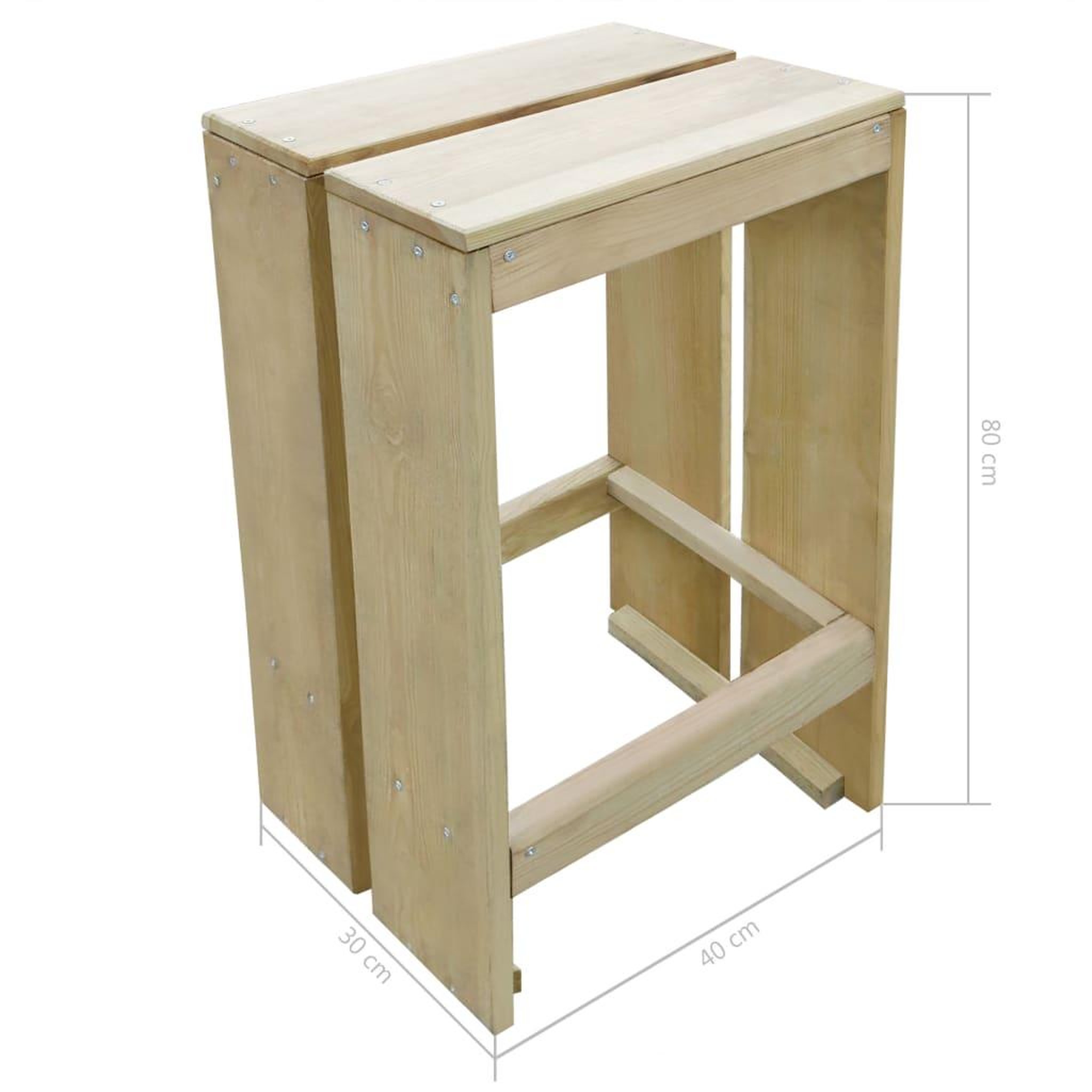 Voir la diapositive 4 : VIDAXL Tabourets de bar d'exterieur lot de 2 pin impregne
