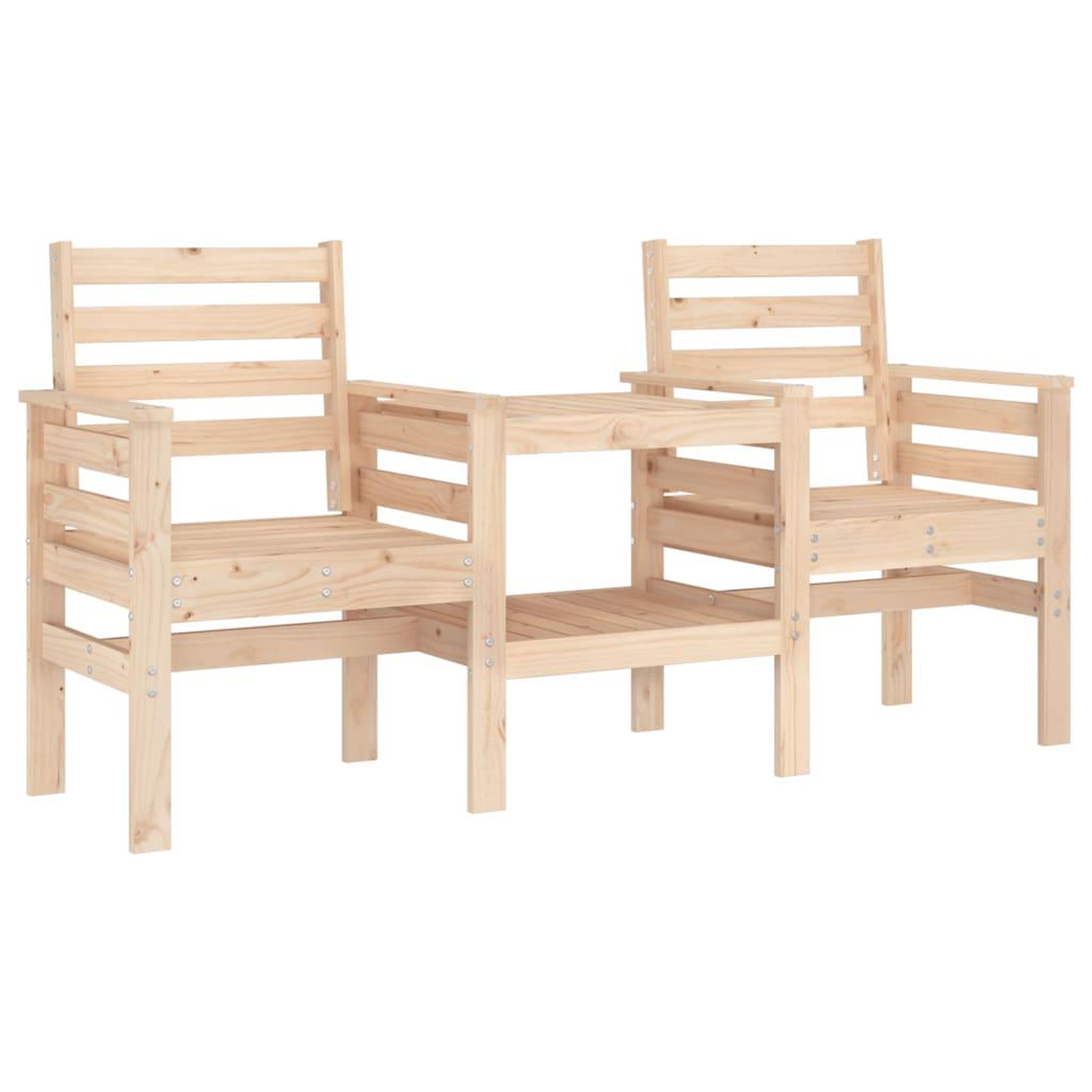 Voir la diapositive 2 : VIDAXL Banc de jardin avec table 2 places bois de pin massif