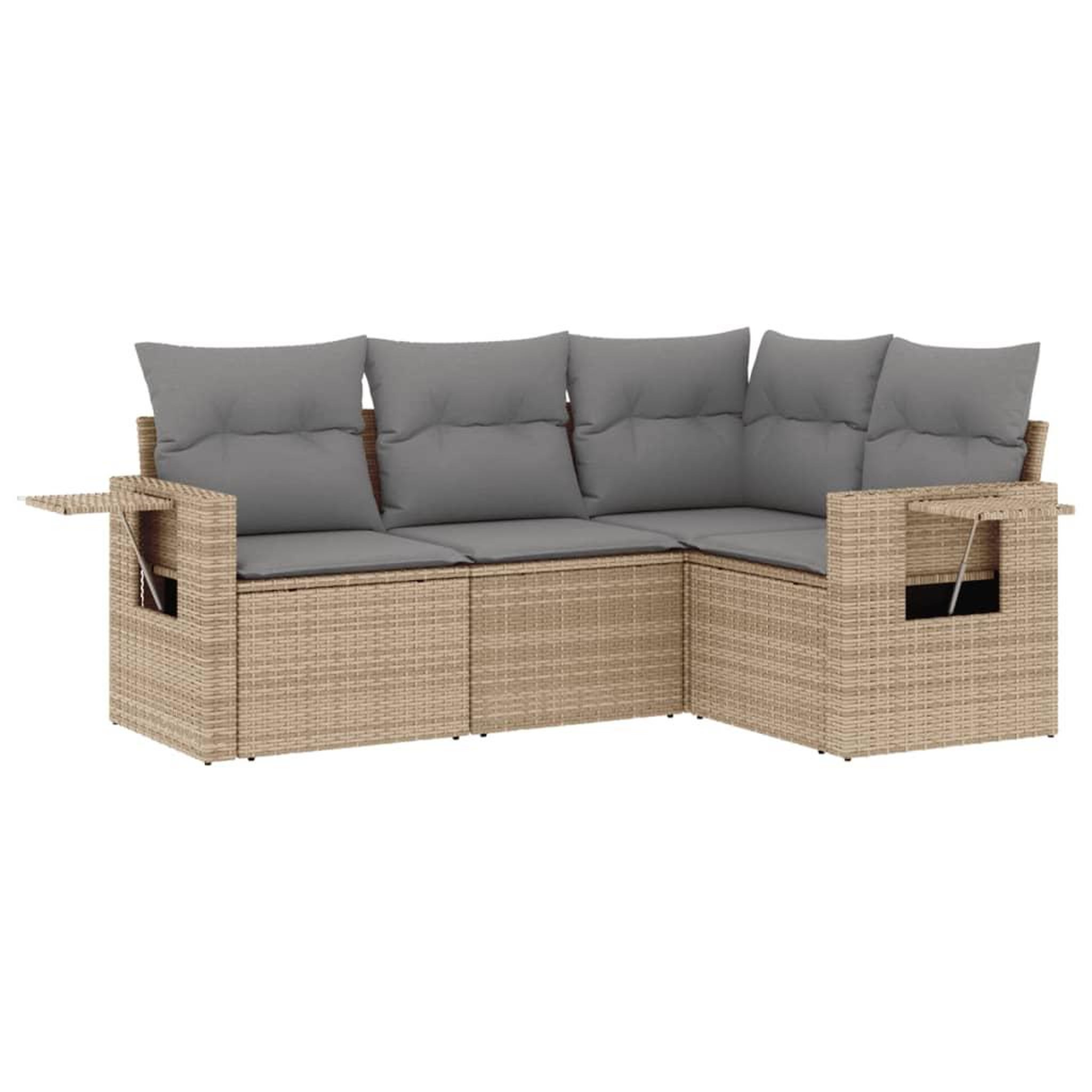 Voir la diapositive 2 : VIDAXL Salon de jardin avec coussins 4 pcs beige resine tressee
