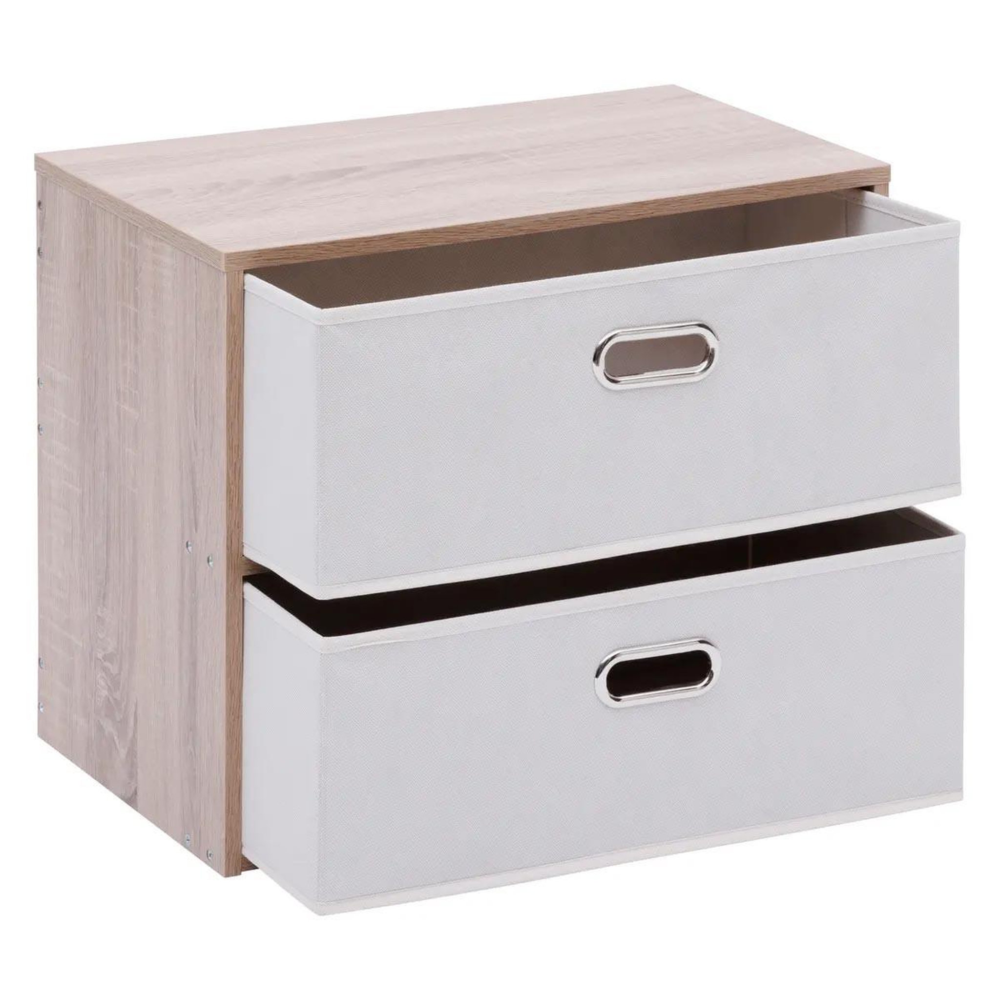 Voir la diapositive 2 : FIVE Commode 2 tiroirs paniers  dress up  50cm beige