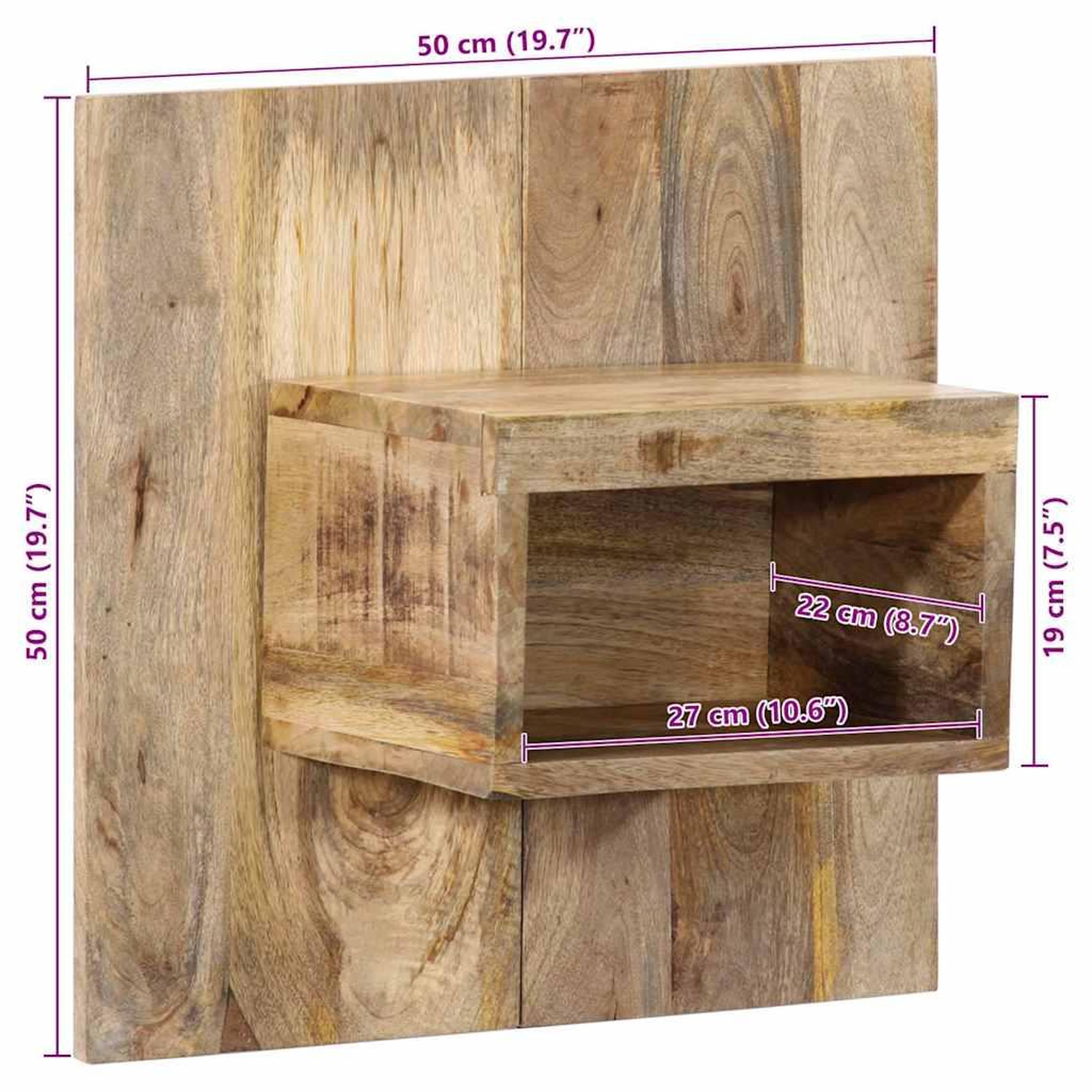 Voir la diapositive 6 : VIDAXL Table de chevet 50x27x50 cm bois massif de manguier brut