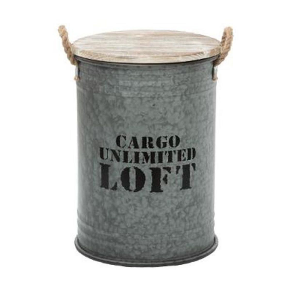 ATMOSPHERA Lot de 3 Coffres Bidon Design  Loft  51cm Gris