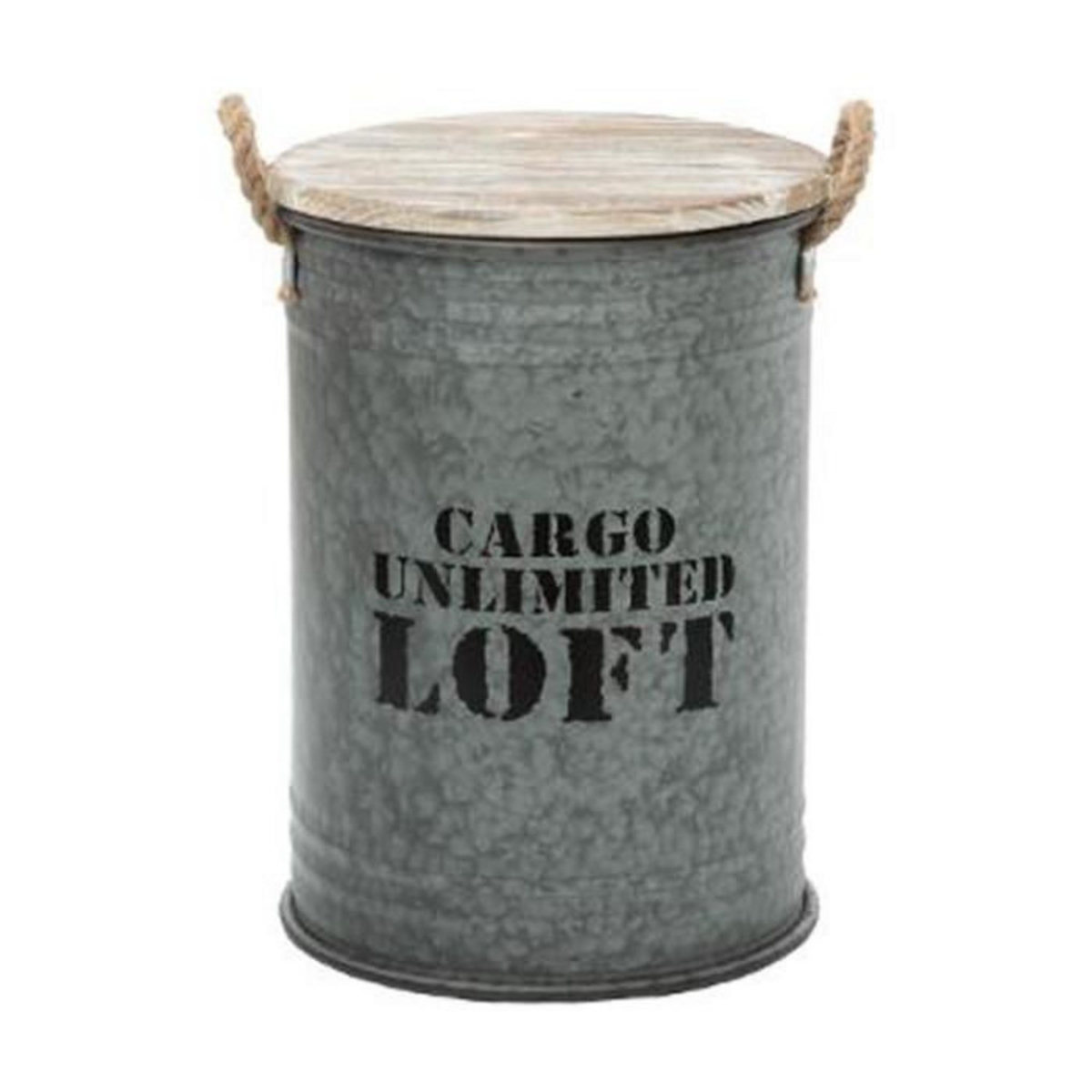 ATMOSPHERA Lot de 3 Coffres Bidon Design  Loft  51cm Gris