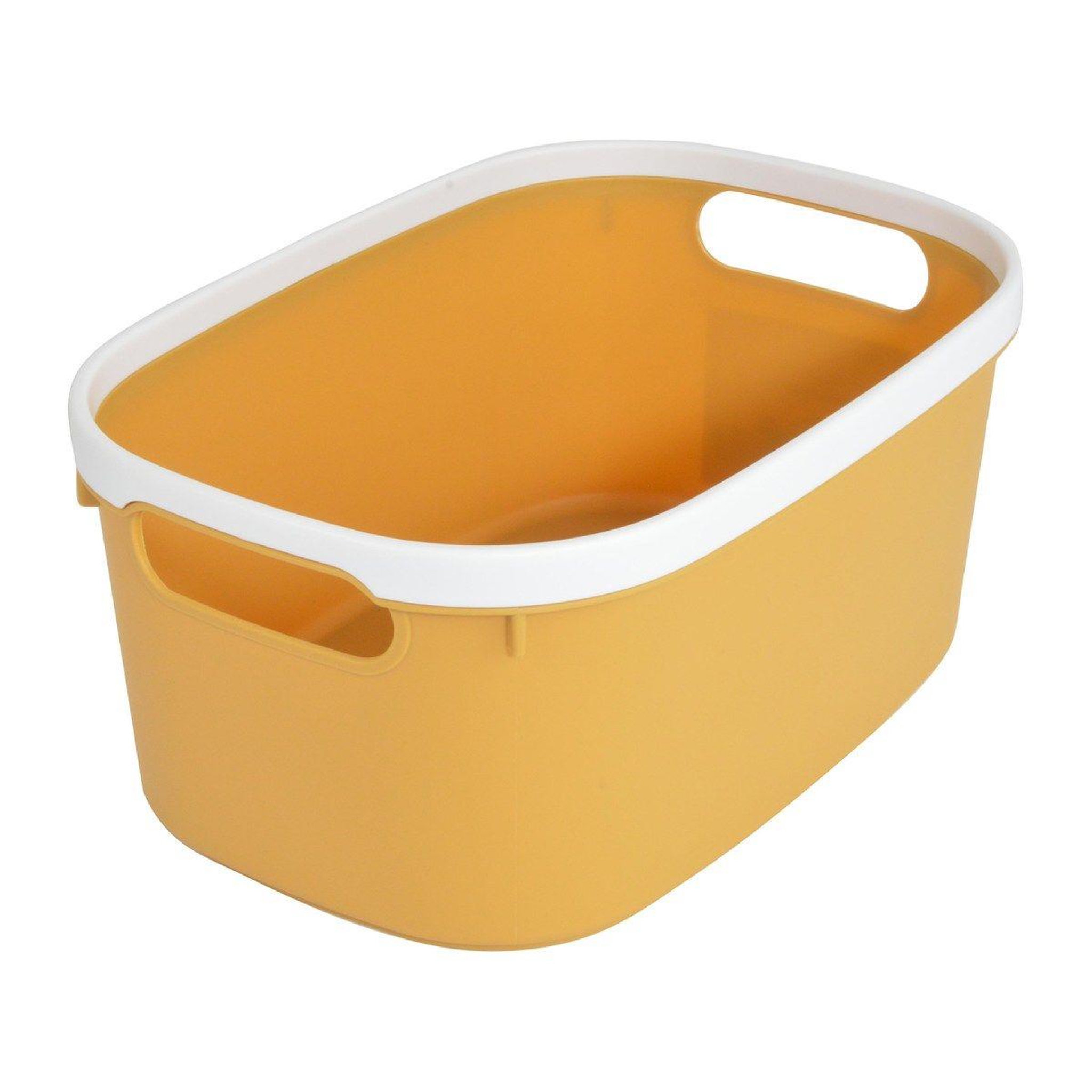 HOMEA Panière de Rangement Bicolore  Poignées  30cm Ocre