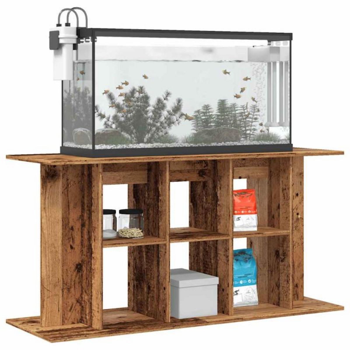 VIDAXL Support pour aquarium vieux bois 120x40x60 cm bois d ingénierie