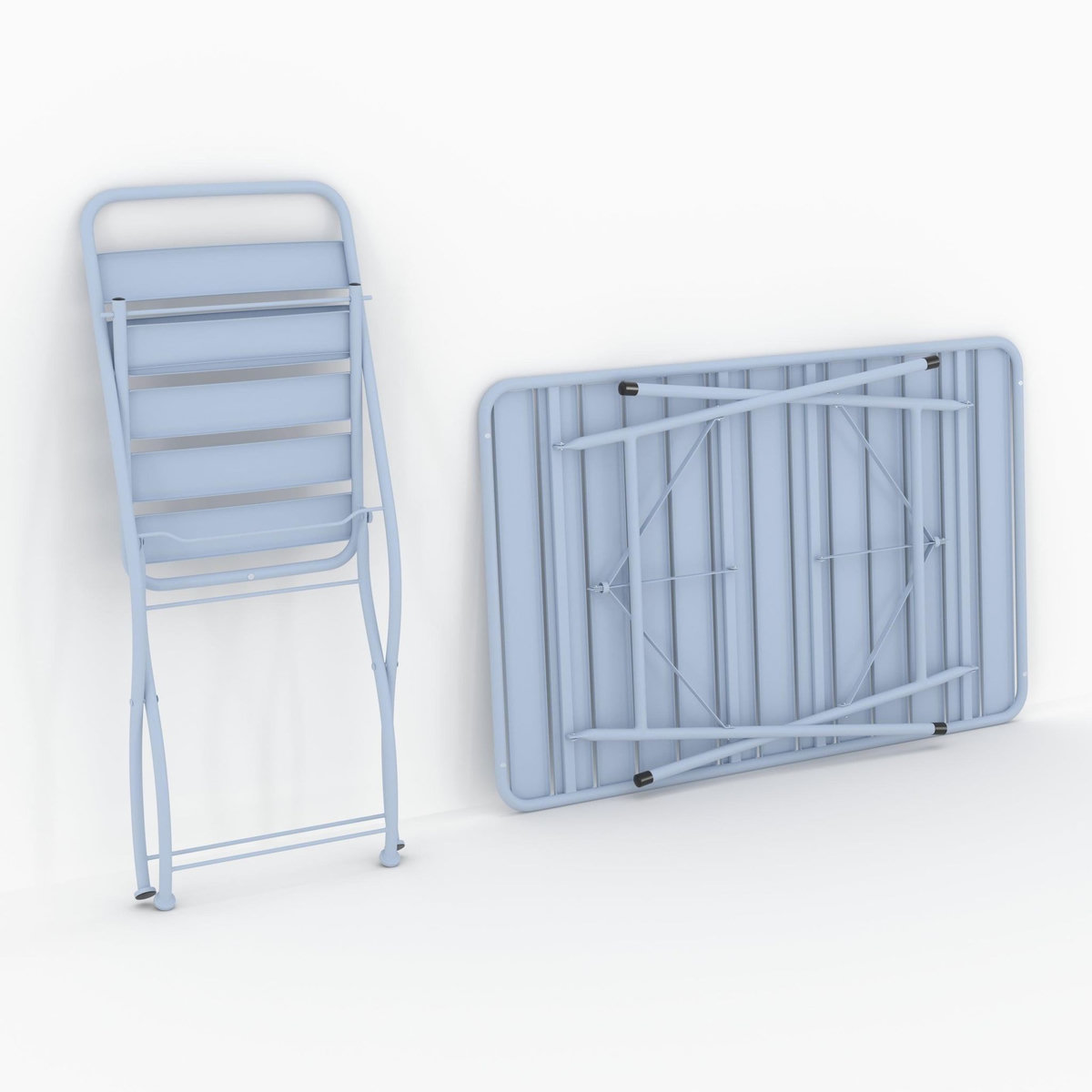 Rendez vous déco Table et chaises de jardin pliantes 4 personnes en métal bleu-Yumi