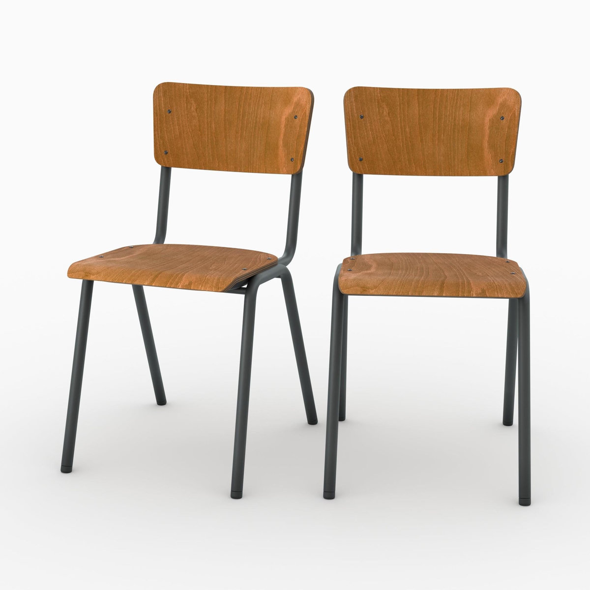 MAISON PAVANE Lot de 2 chaises écolier empilables en bois foncé-Clem