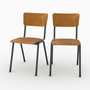 Voir la diapositive 1 : MAISON PAVANE Lot de 2 chaises écolier empilables en bois foncé-Clem
