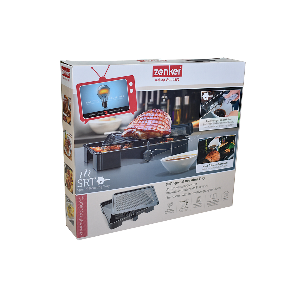 ZENKER Lot de 2 plats four 39/39 cm en acier émaillé avec 2 ustensiles Zenker Special cooking