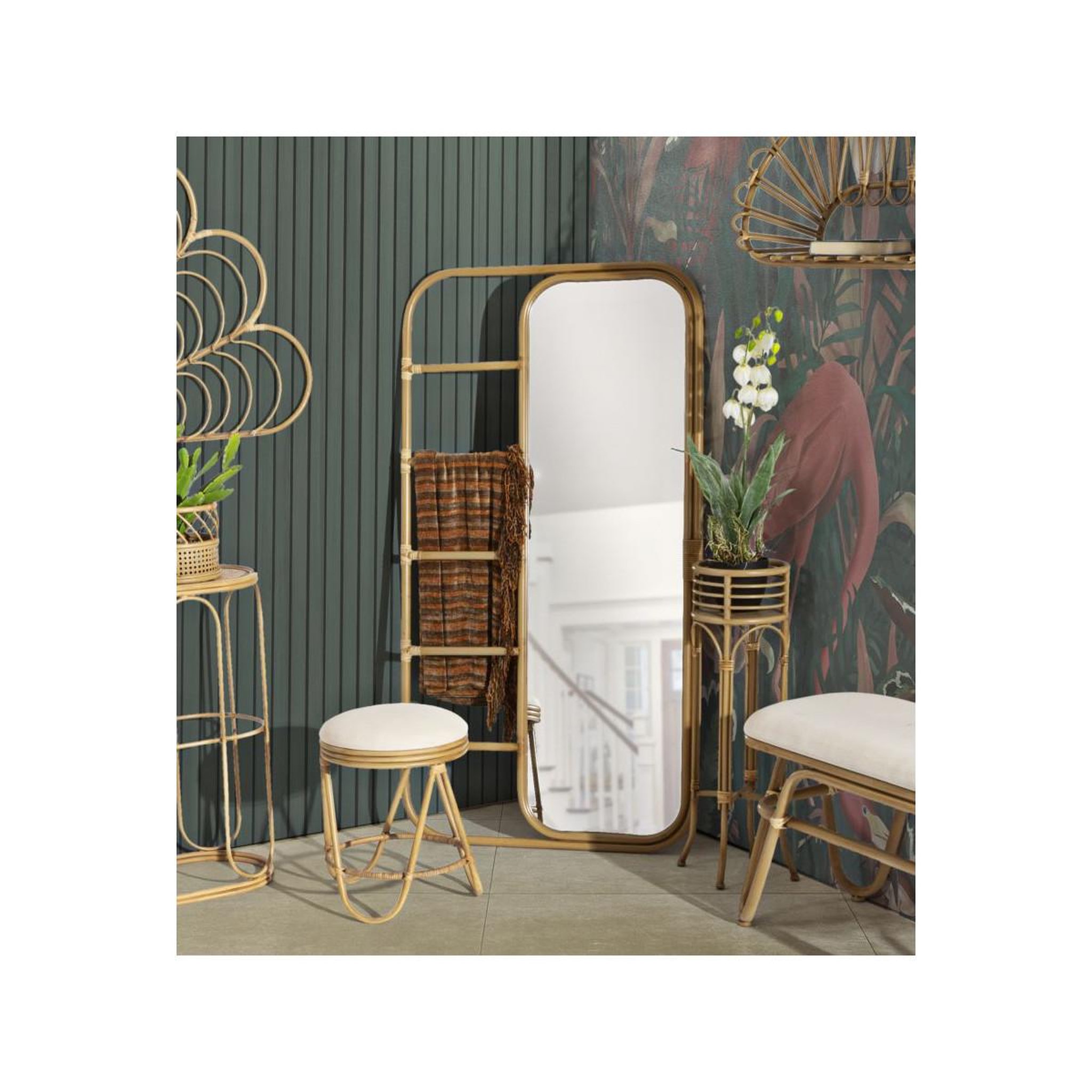Voir la diapositive 6 : Paris Prix Miroir échelle déco effet rotin  panama  151cm naturel