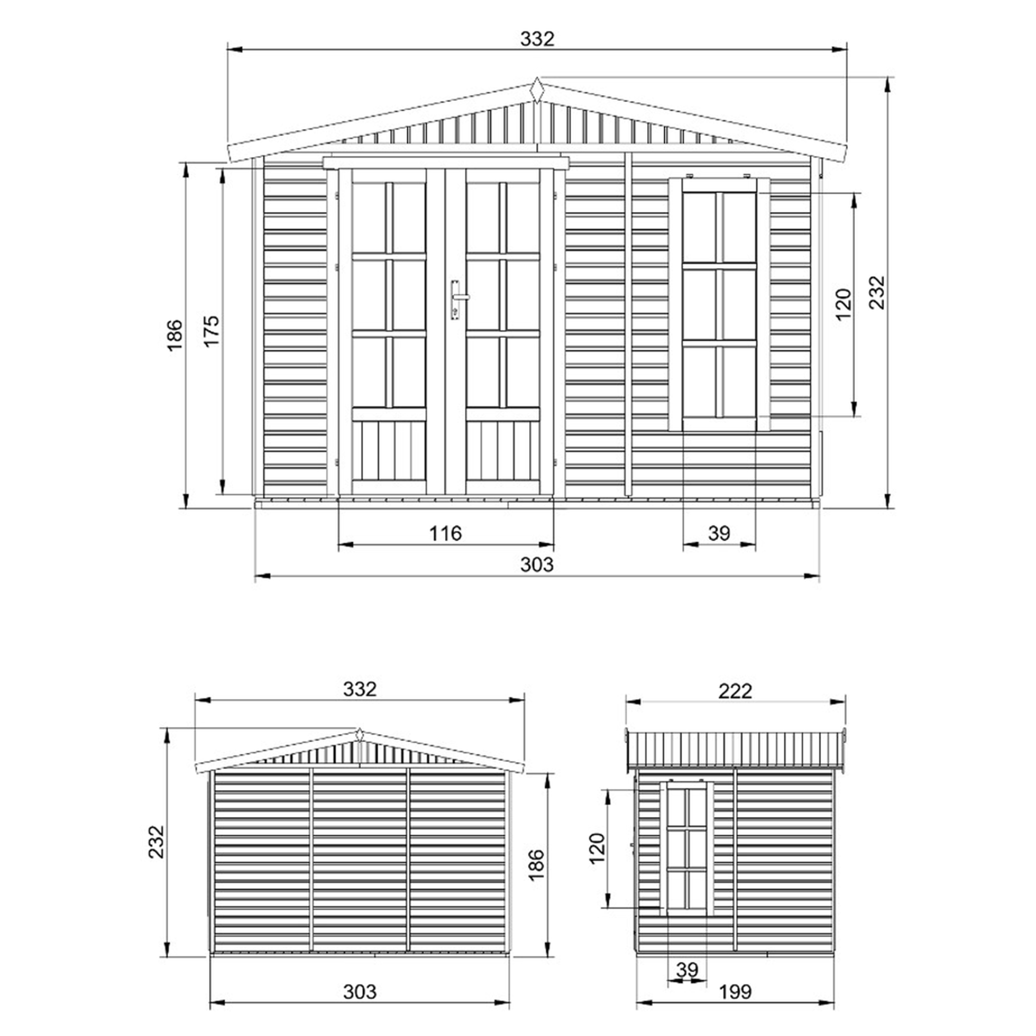 Voir la diapositive 5 : TIMBELA Abri de jardin en bois 6m2 Cabanon jardin extérieur avec sol, Maison d'été M334FB