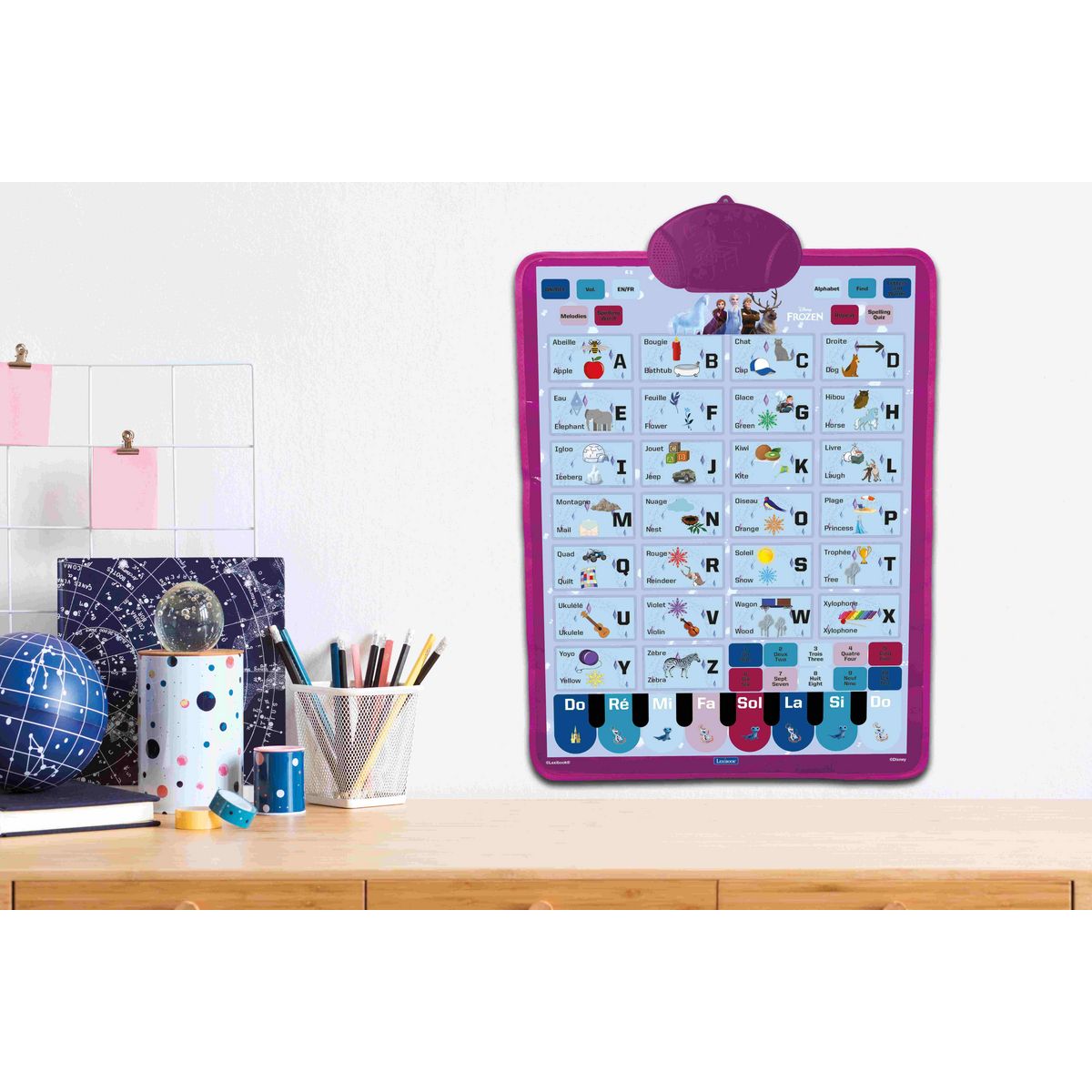 Lexibook Poster abécédaire éducatif parlant bilingue en français et en anglais La Reine des Neiges
