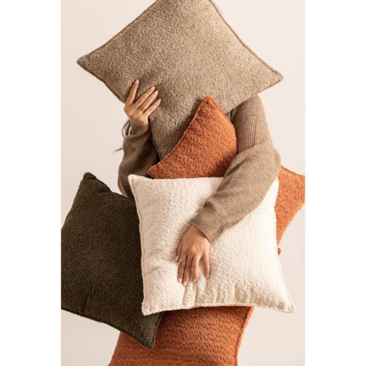 ATMOSPHERA Coussin Déco Bouclette  Soana  30x50cm Ivoire