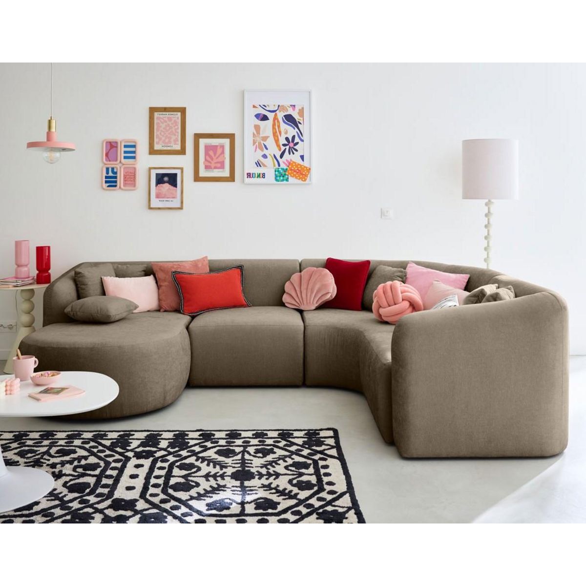 LISA DESIGN Ikare - canapé modulable d'angle gauche - 5 places - avec méridienne - en tissu