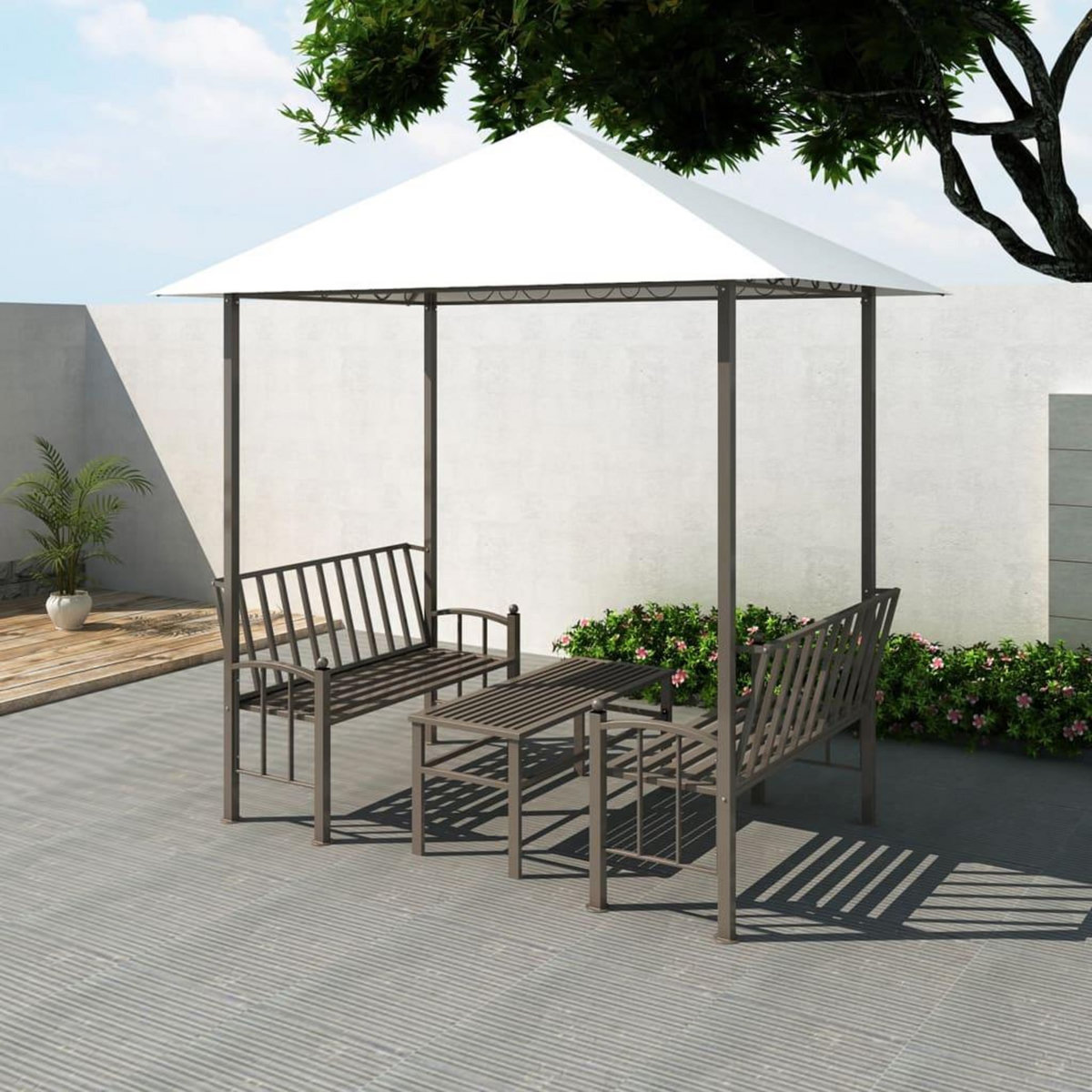 VIDAXL Pavillon de jardin avec table et bancs 2,5 x 1,5 x 2,4 m