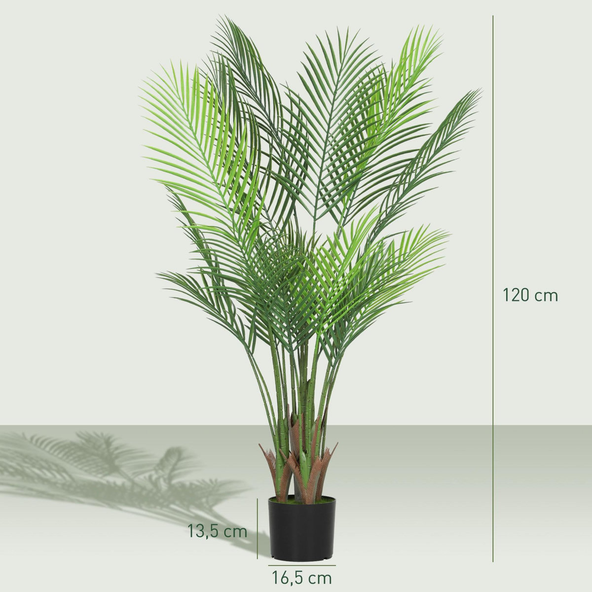 HOMCOM Plante artificielle intérieure palmier H.120cm 4 pieds 20 feuilles grand réalisme PE vert