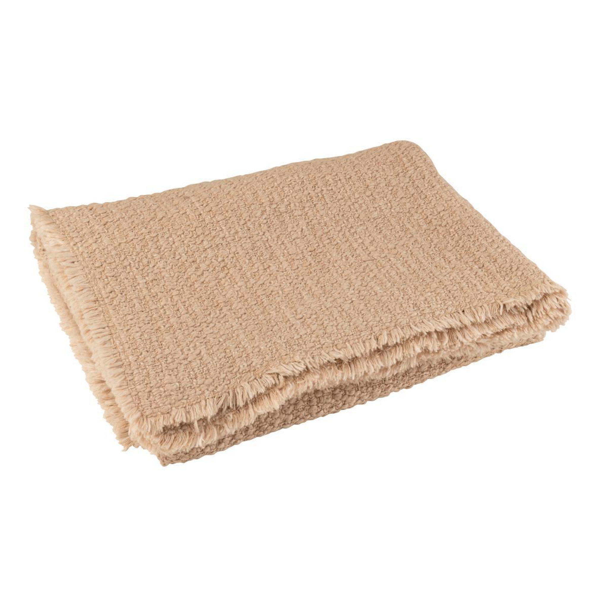 J-LINE Plaid uni  effiloché  130x180cm beige