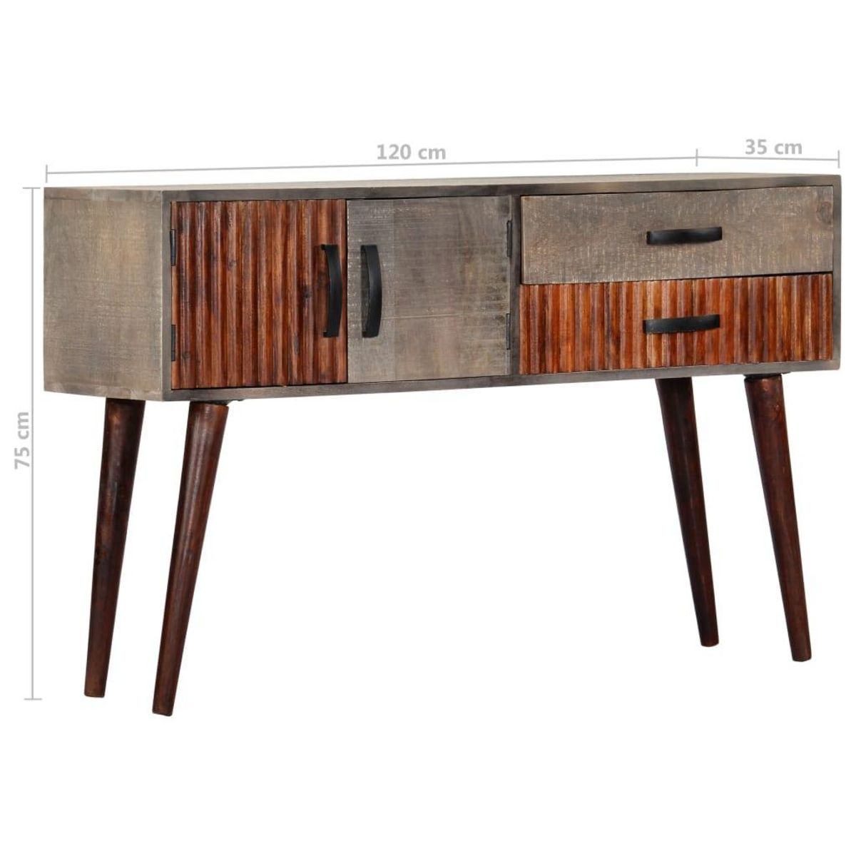 VIDAXL Table console Gris 120x35x75 cm Bois de manguier massif brut