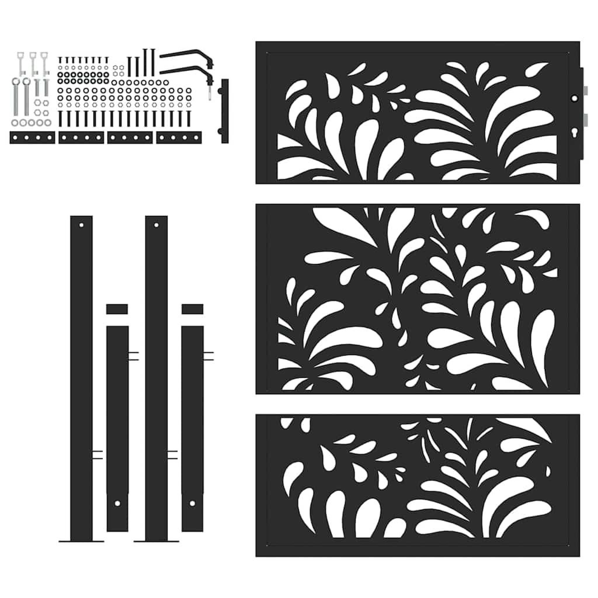 Voir la diapositive 4 : VIDAXL Portail de jardin noir 105x130 cm acier conception de vagues