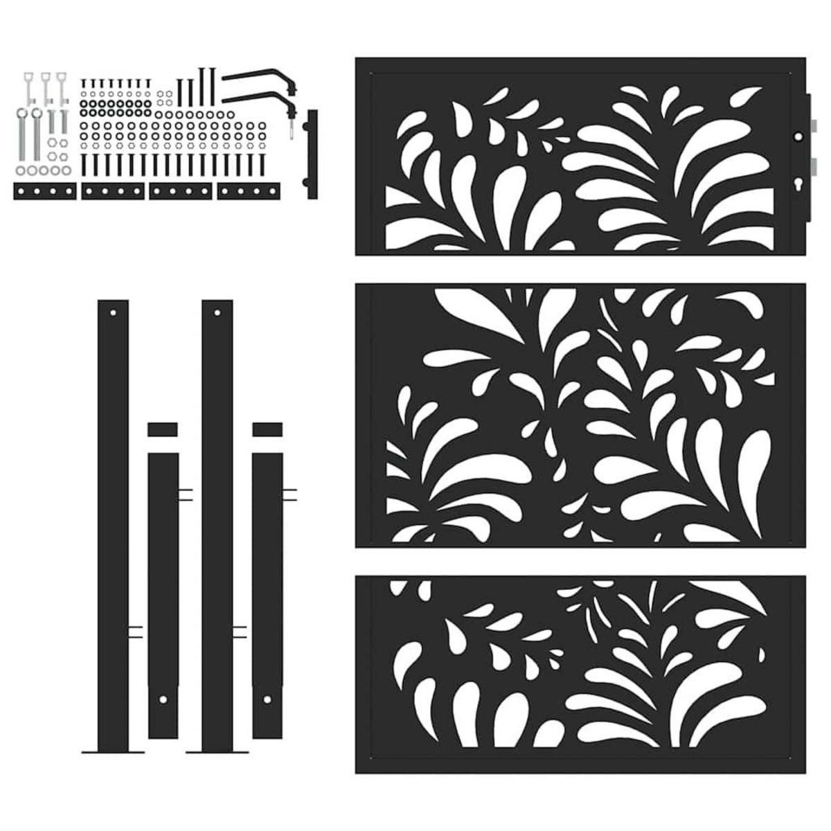 VIDAXL Portail de jardin noir 105x130 cm acier conception de vagues