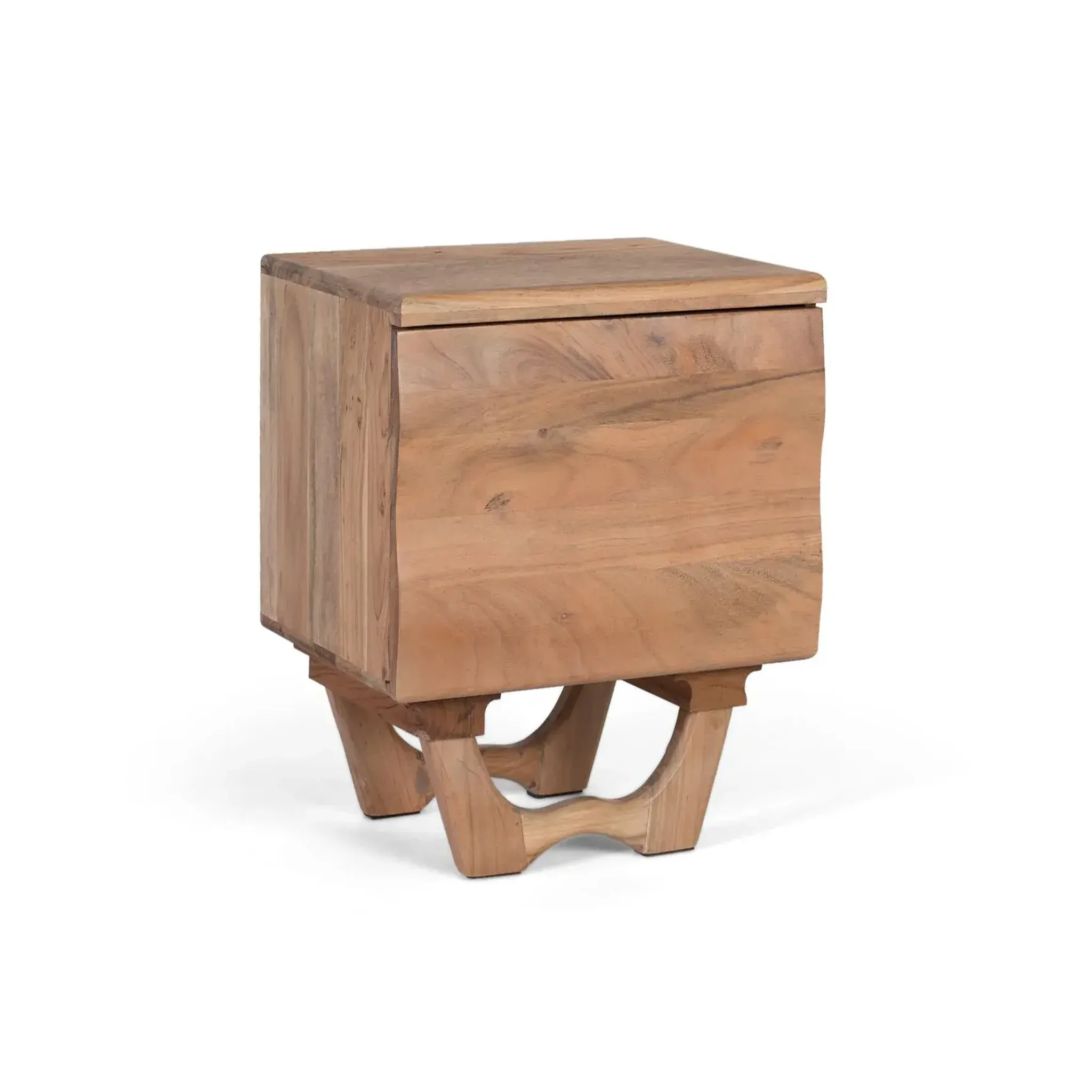Voir la diapositive 2 : GINER Y COLOMER SL Table de chevet en bois d'acacia 50 cm style rustique moderne