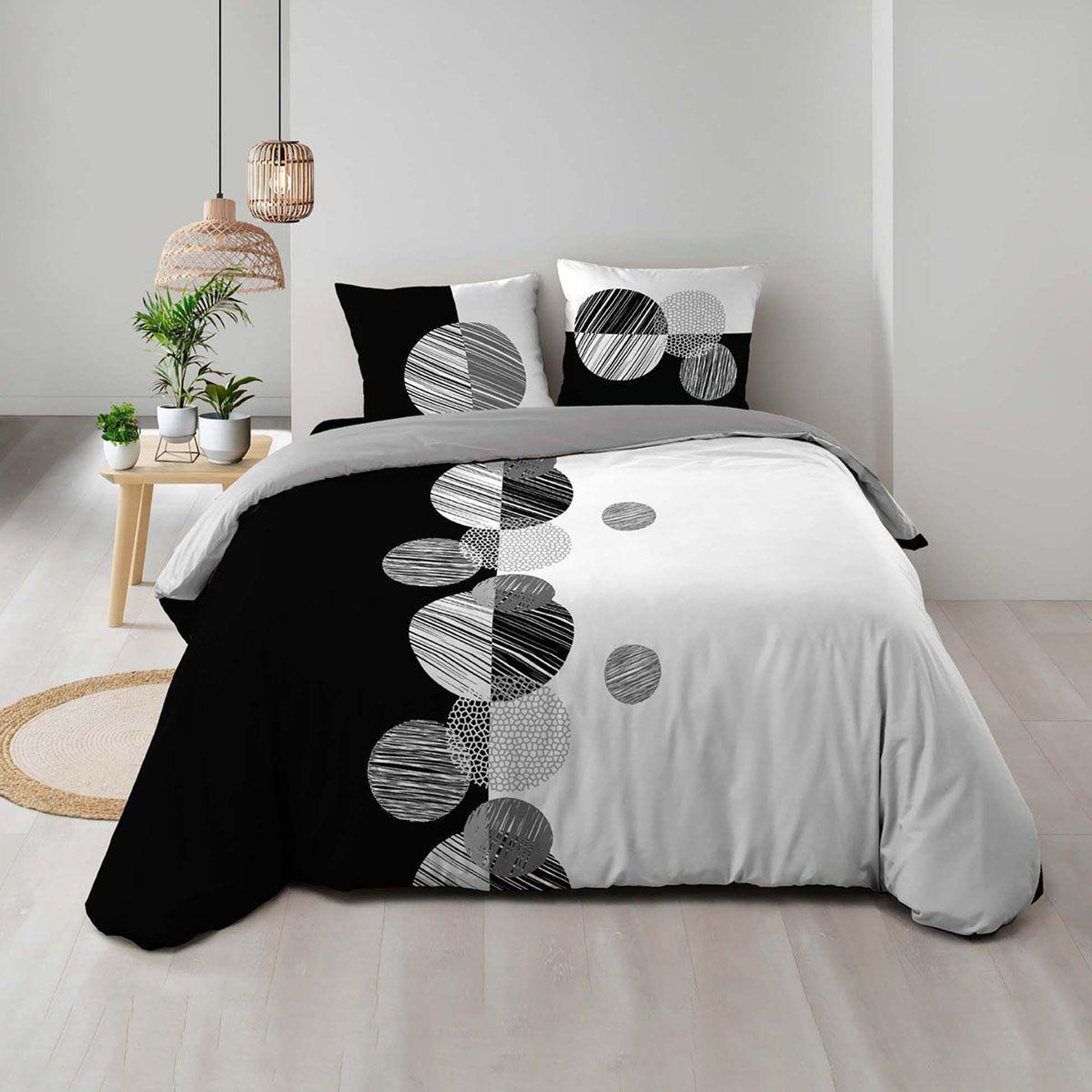 Voir la diapositive 4 : Douceur d'Intérieur Parure de lit 3 pièces  stormi  260x240cm noir