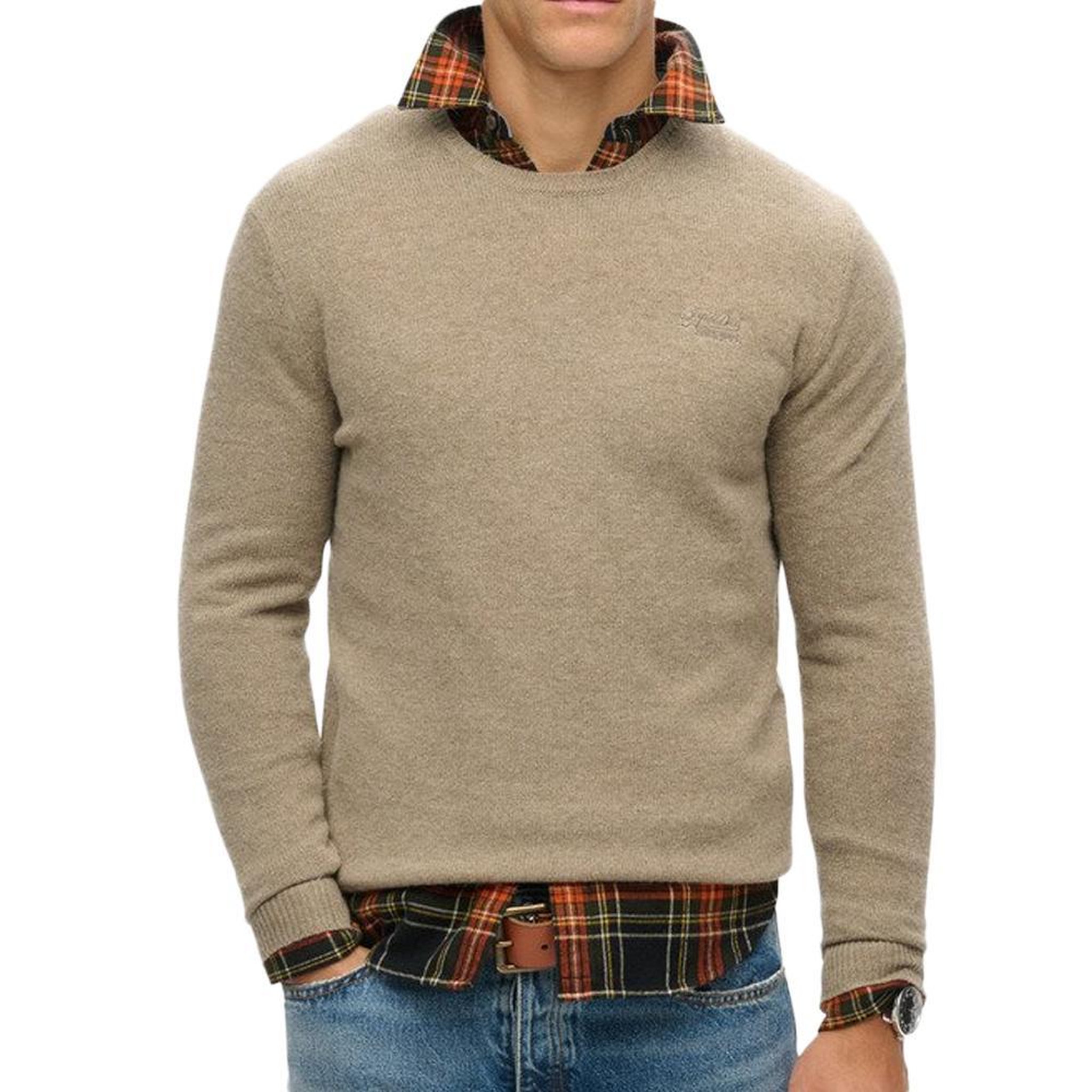 SUPERDRY Pull Vert Homme Superdry Essential Slim Fit Crew Jumper. Coloris disponibles : Vert