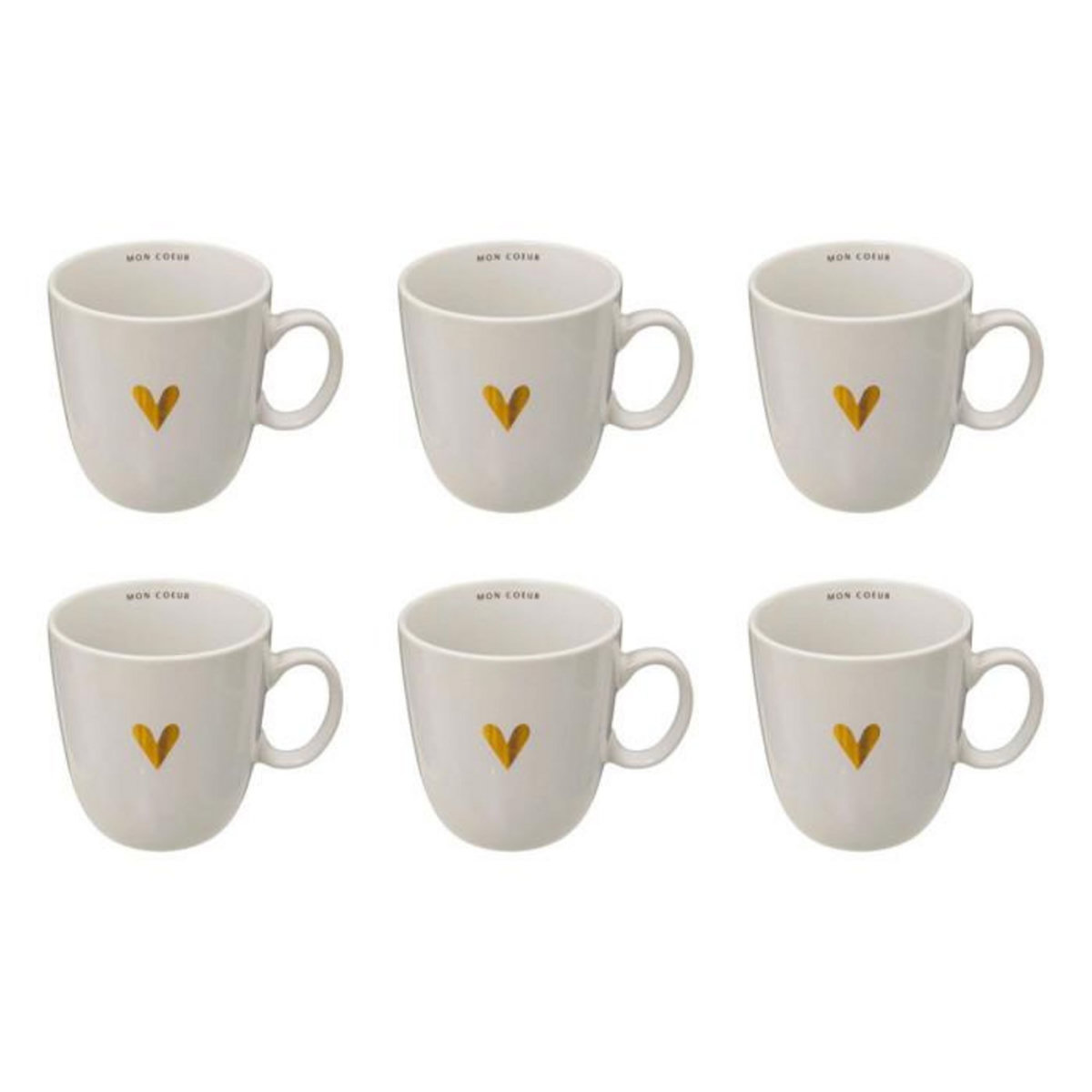 SECRET DE GOURMET Lot de 6 Mugs en Céramique  The Floral  30cl Blanc