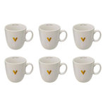 SECRET DE GOURMET Lot de 6 Mugs en Céramique  The Floral  30cl Blanc