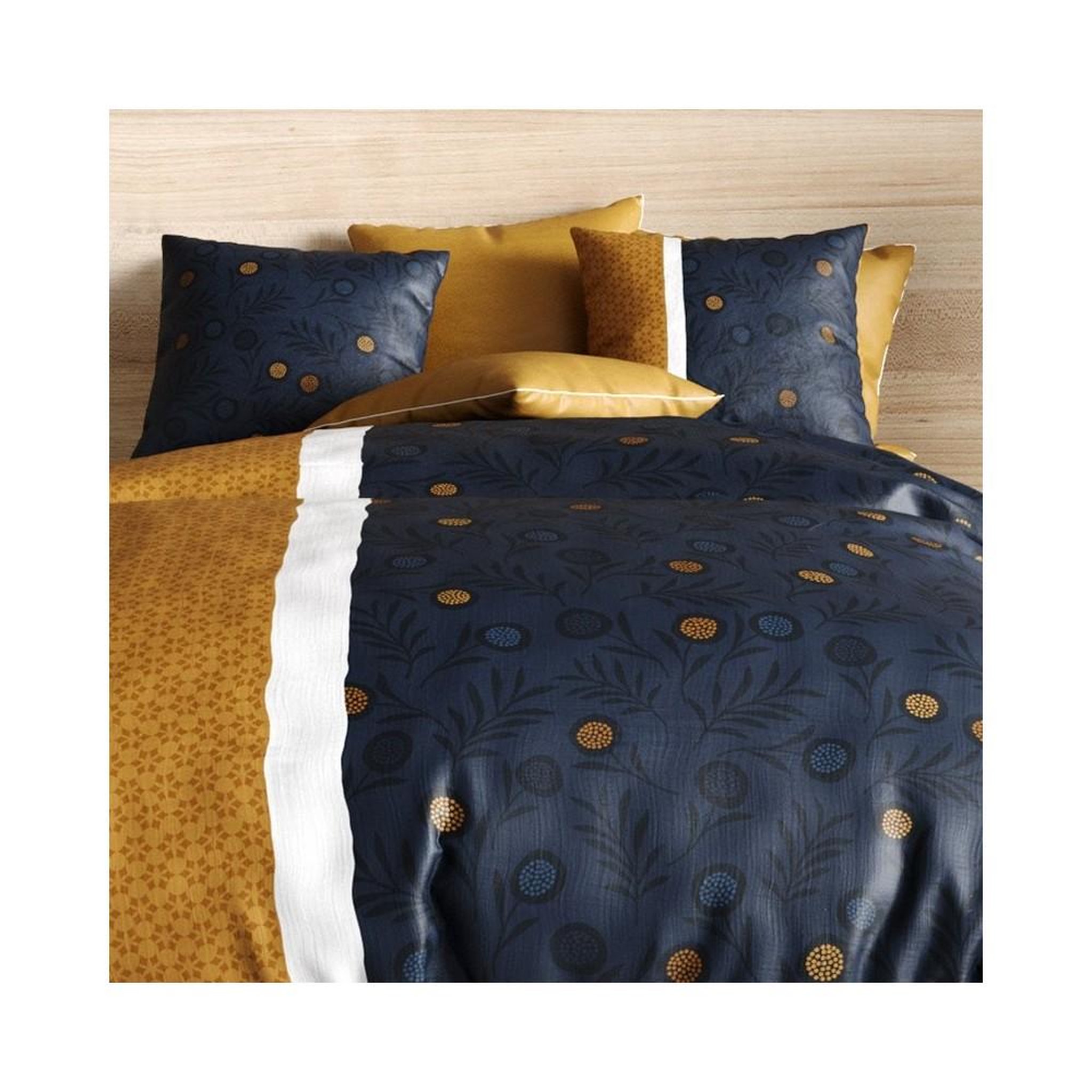 Voir la diapositive 2 : ATELIER DU COTON Parure 4 pièces Bel'Or 2 personnes coton 57 fils DH140