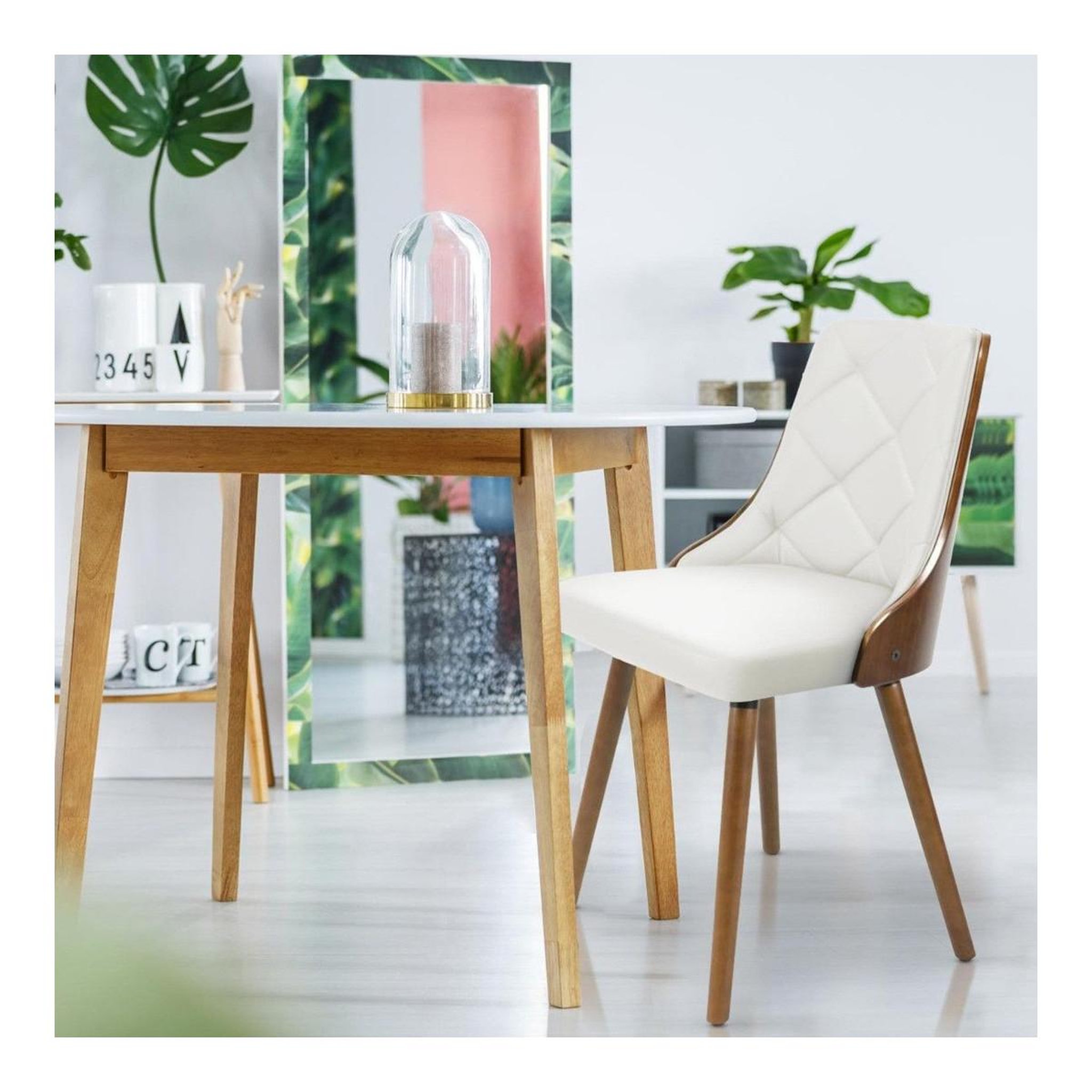 Voir la diapositive 4 : Paris Prix Lot de 2 chaises scandinave  cargo  79cm noisette & blanc