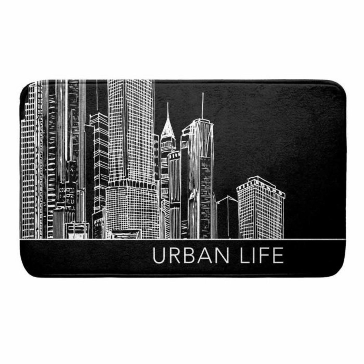 Paris Prix Tapis de Bain Imprimé  Central City  45x75cm Noir