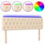 Voir la diapositive 2 : VIDAXL Tete de lit a LED Creme 144x7x78/88 cm Tissu