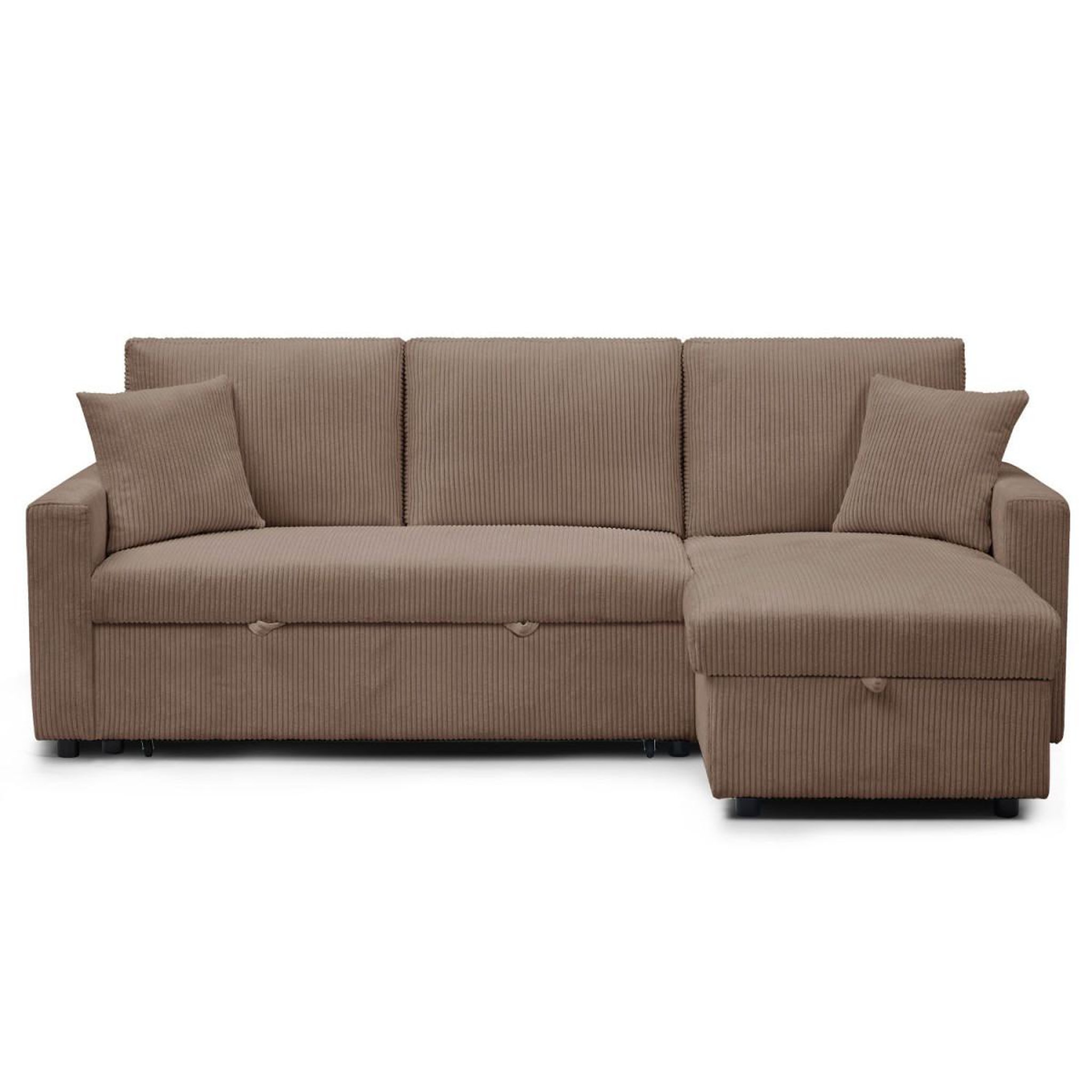 Paris Prix Canapé d'angle convertible  en velours côtelé  brooke  230cm taupe