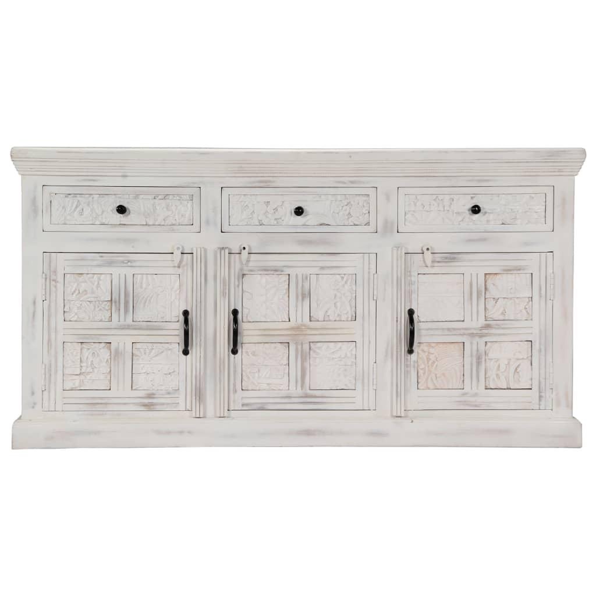 Voir la diapositive 2 : VIDAXL Buffet Blanc 140x40x74 cm Bois de manguier massif