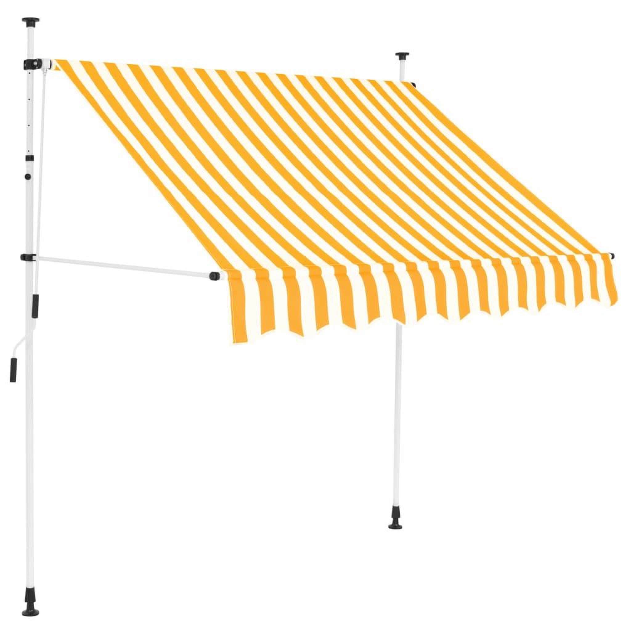 Voir la diapositive 1 : VIDAXL Auvent retractable manuel 200 cm Rayures oranges et blanches