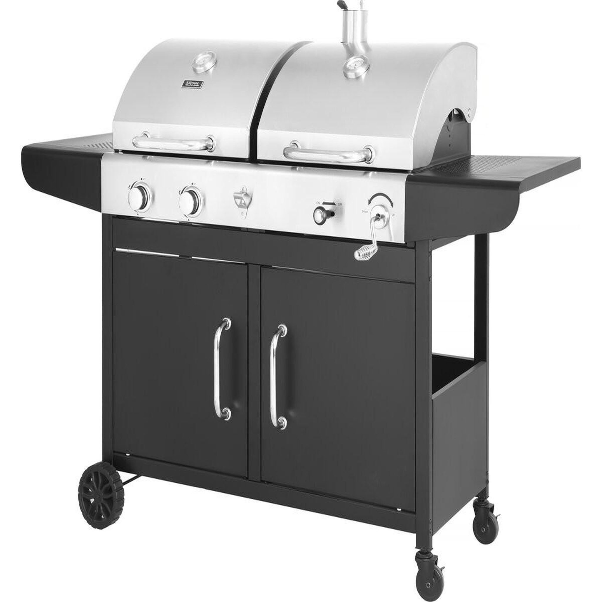 Habitat et Jardin Barbecue gaz et charbon 2 en 1 en métal  western  - noir