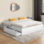 Voir la diapositive 2 : ID MARKET Cadre de lit double TOMI 4 tiroirs avec sommier 140 x 190 cm blanc
